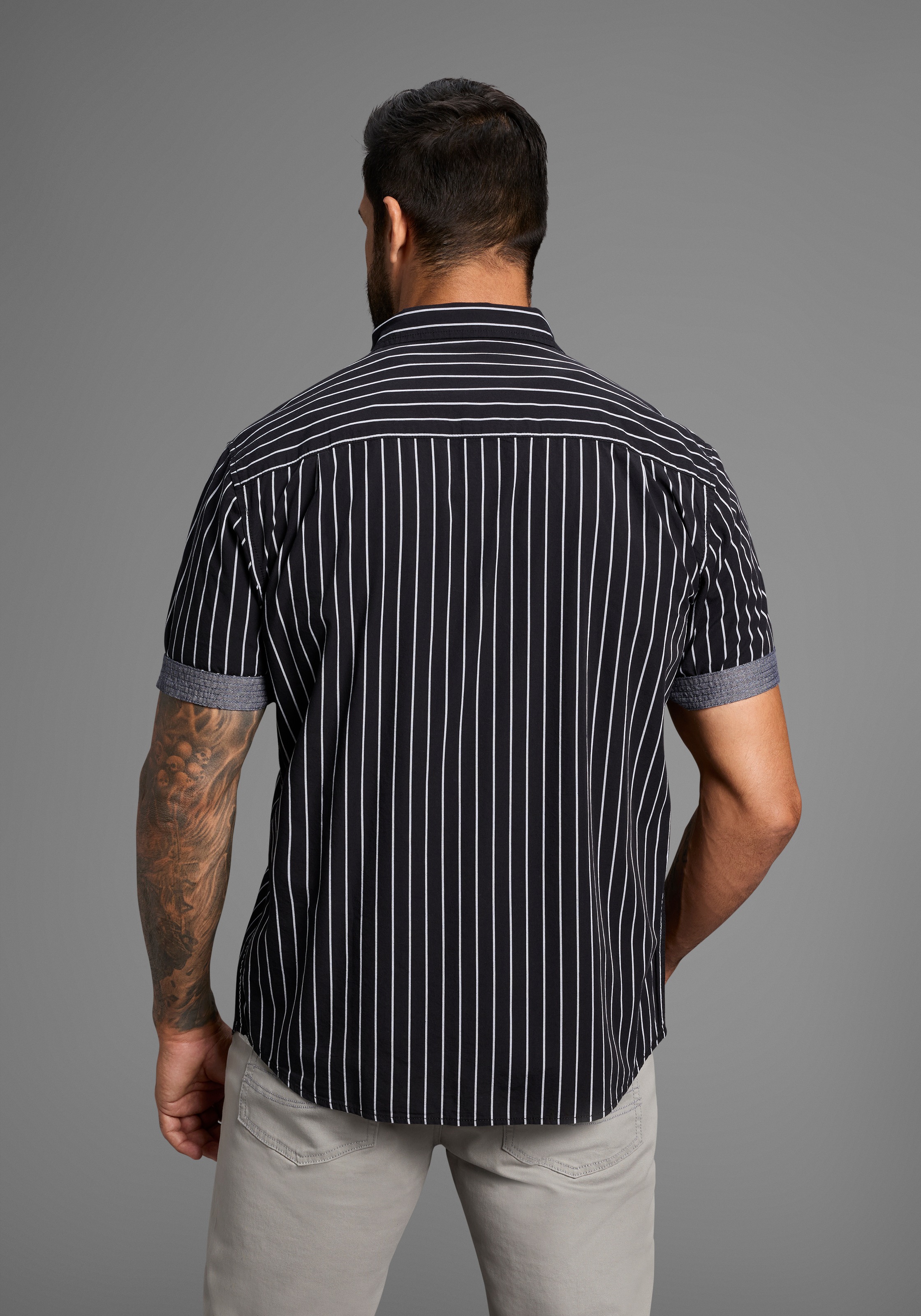 Mans World Kurzarmhemd, modern gestreift günstig online kaufen