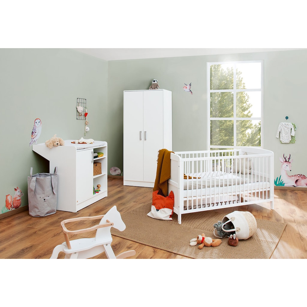 Pinolino® Babyzimmer-Komplettset »Viktoria«, (Set, 3 St., Kinderbett, Schrank 2-türig, Wickelkommode)