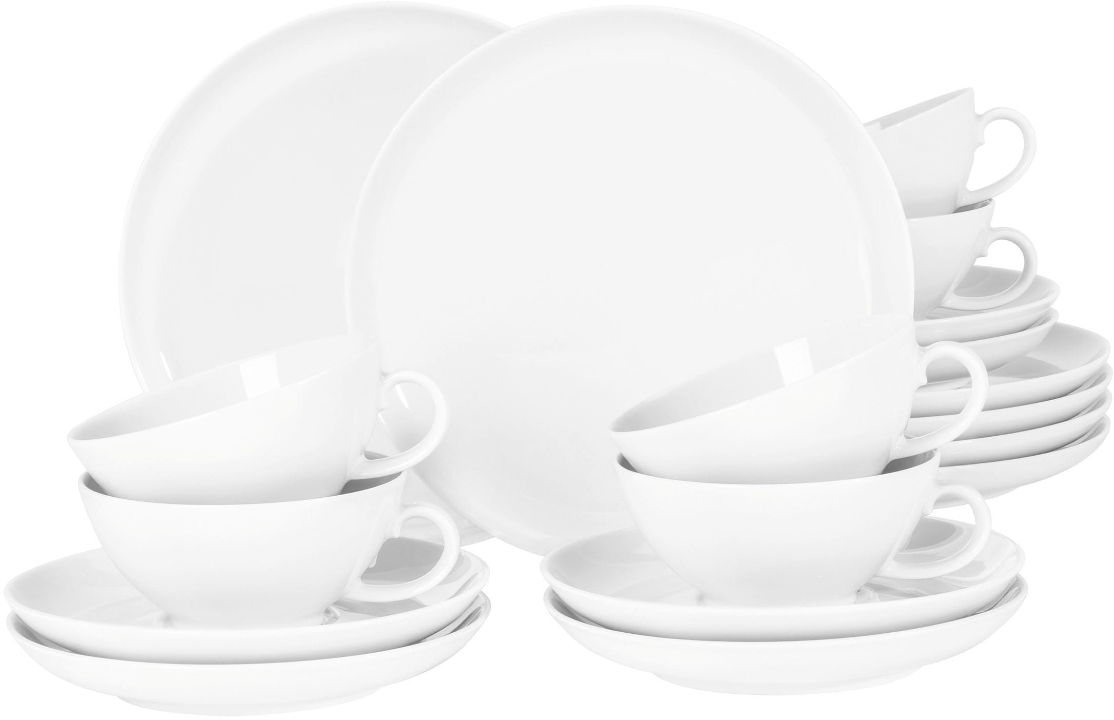 Teeservice »Geschirr-Set, 18 Teile, Lido Weiß, rund«, (Set, 18 tlg., 6x Teeobertasse...