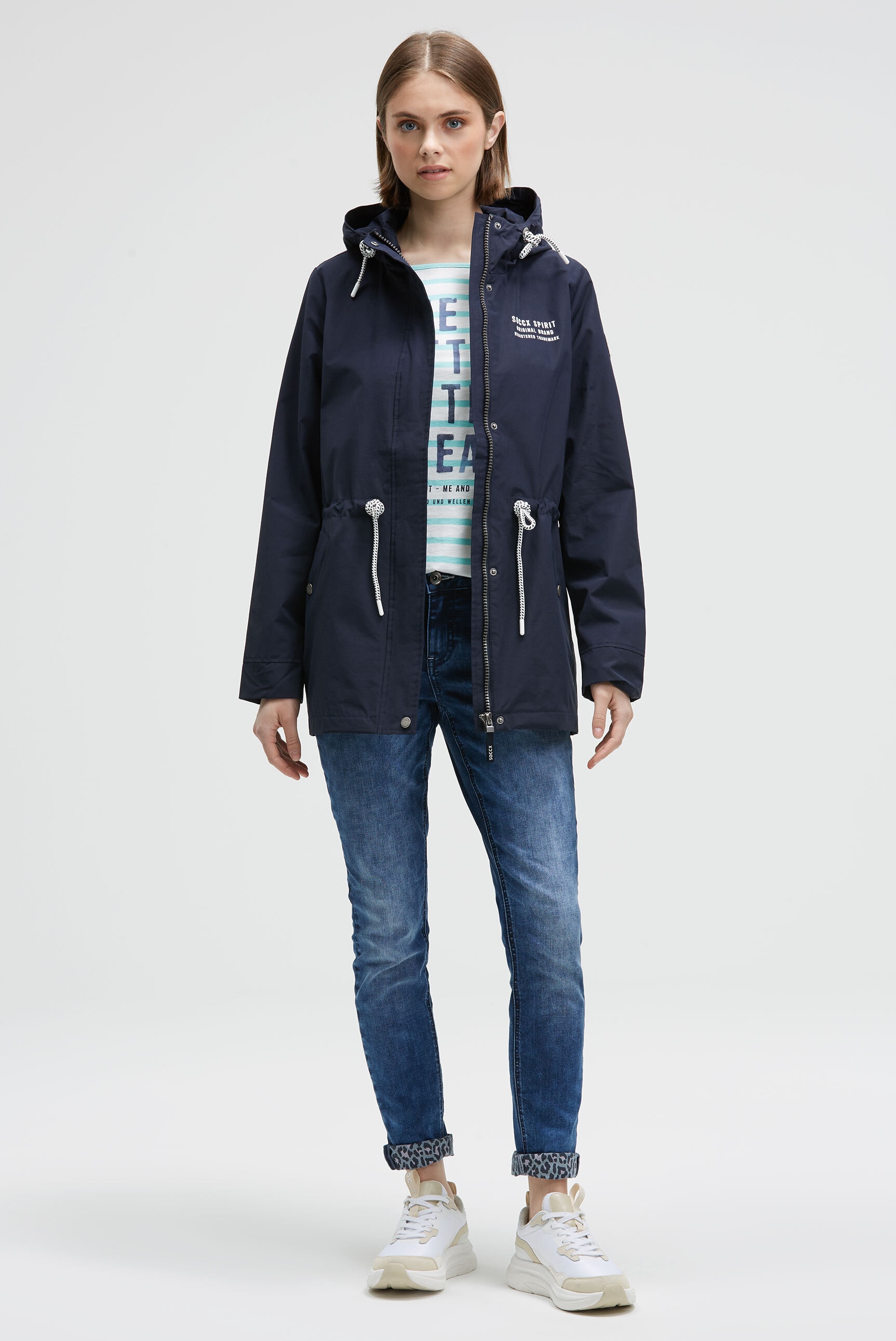 SOCCX Funktionsjacke mit Kapuze mit Windbreaker-Bündchen und Waterproof-Eingrifftaschen