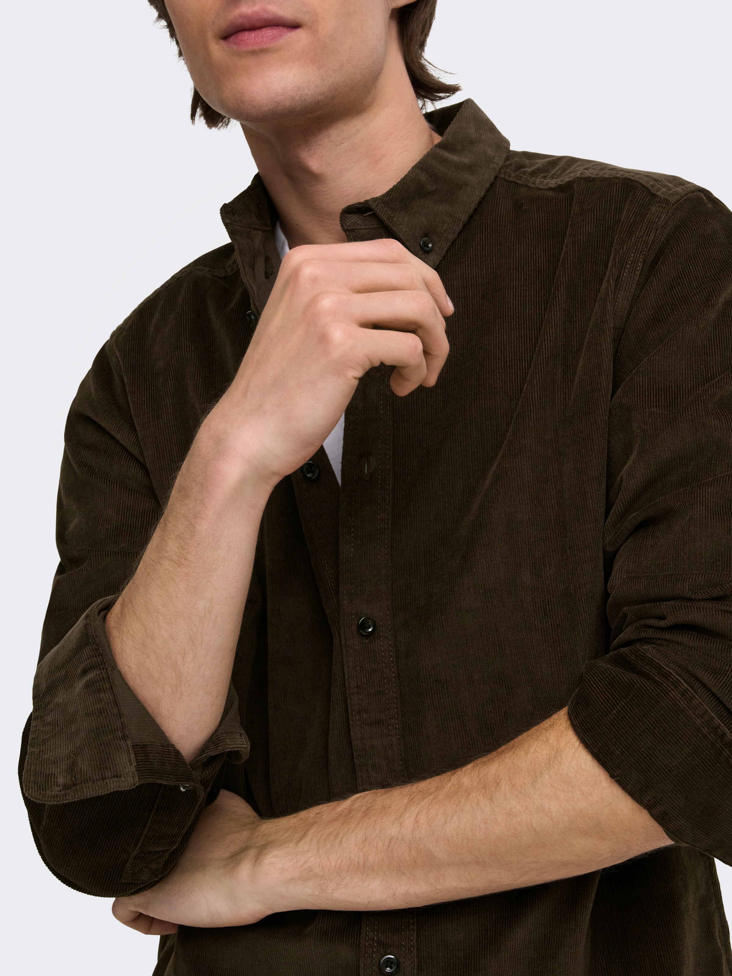 ONLY & SONS Langarmhemd »ONSMICHAEL 18W REG CORD STRETCH LS NOOS« Baumwollmischung, regular fit, Cord