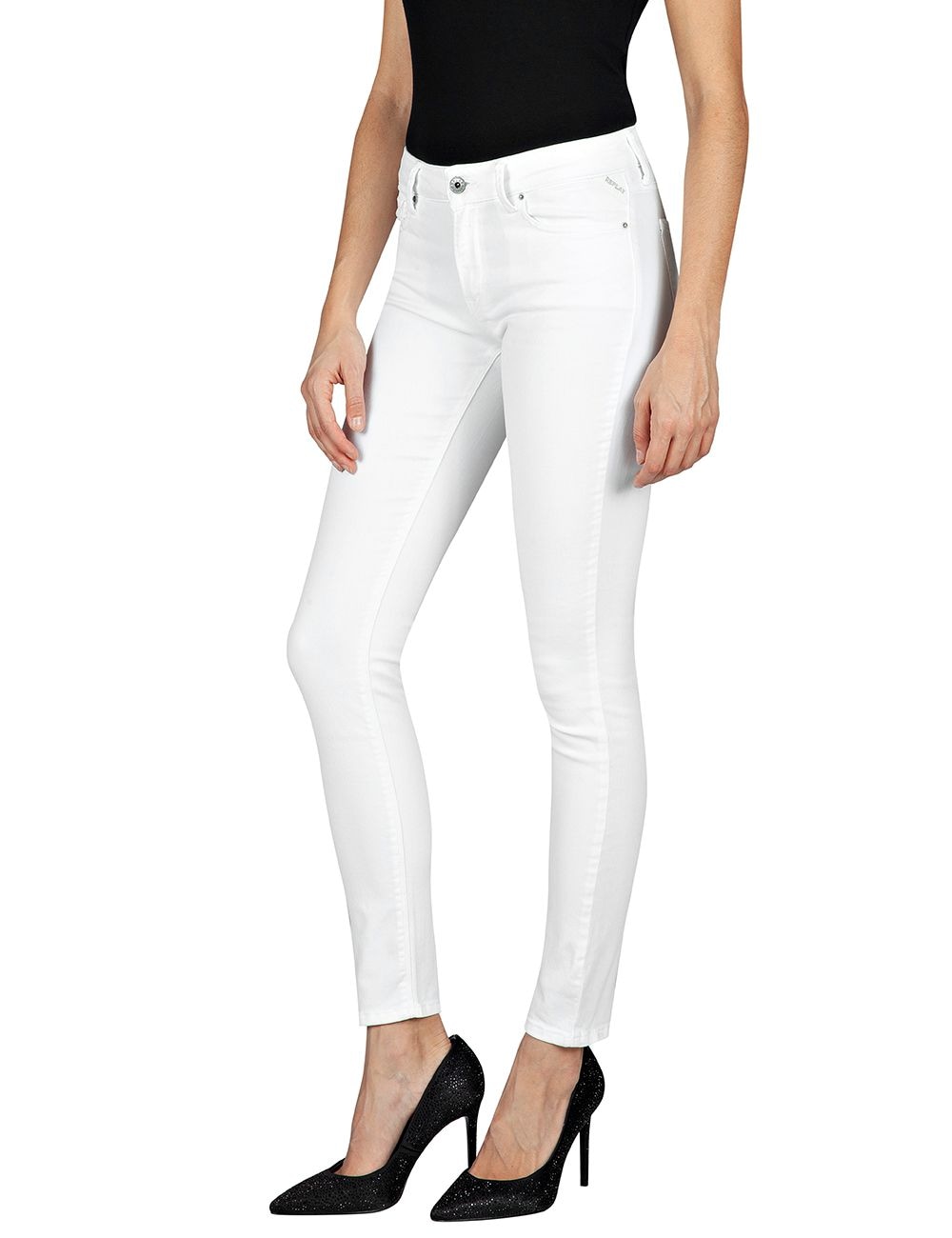 Replay Damen Jeans New Luz - Skinny Fit - Grau - Dark Grey Denim günstig online kaufen