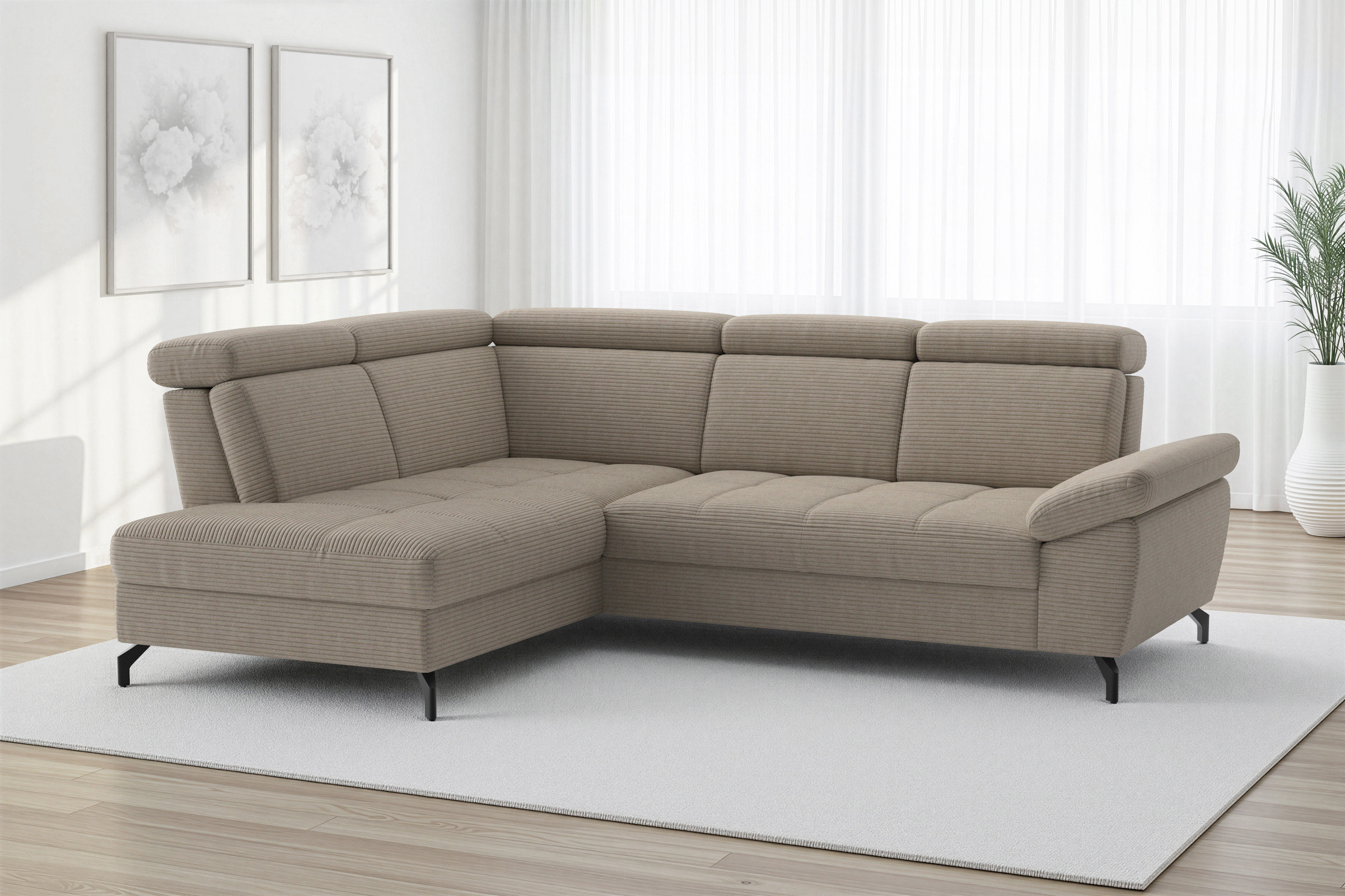 sit&more Ecksofa "Vanity; L-Form, B. 254 cm" Inkl.Sitz-,Kopf-und Armteilverstellung