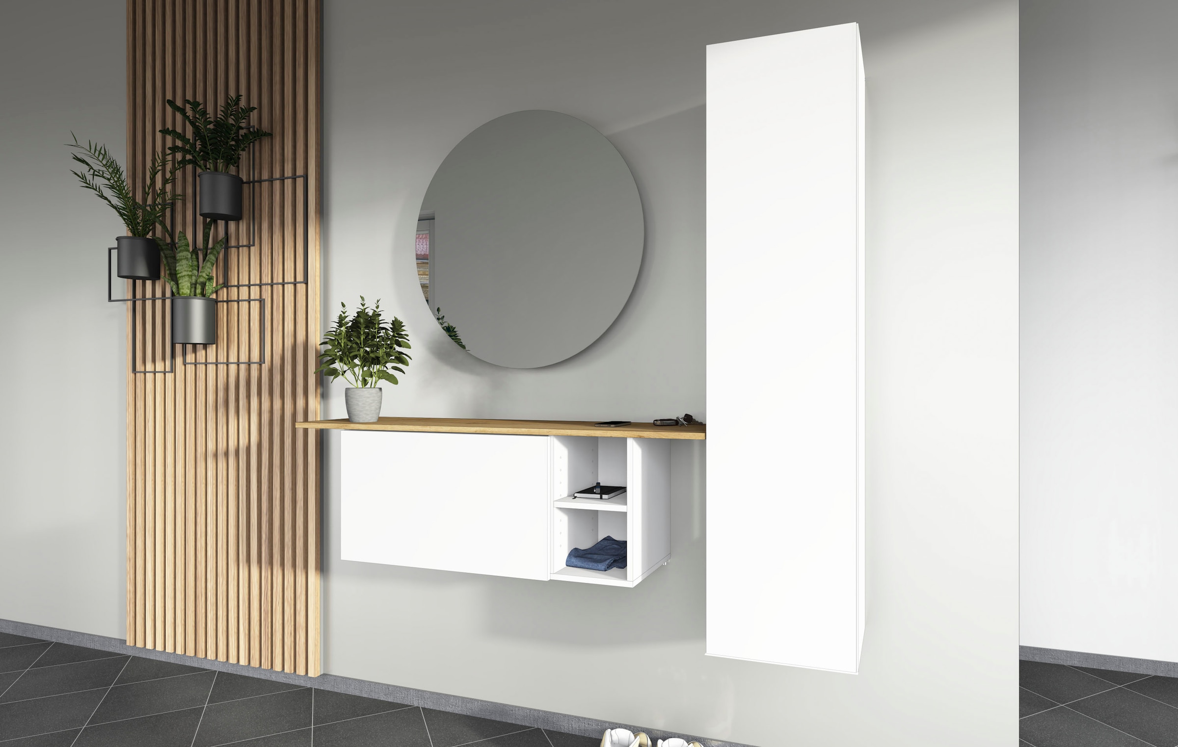 borchardt Möbel Garderoben-Set »Toledo, moderne hängende Garderobe, Schminktisch mit Regalfächern« Spar-Set, 
