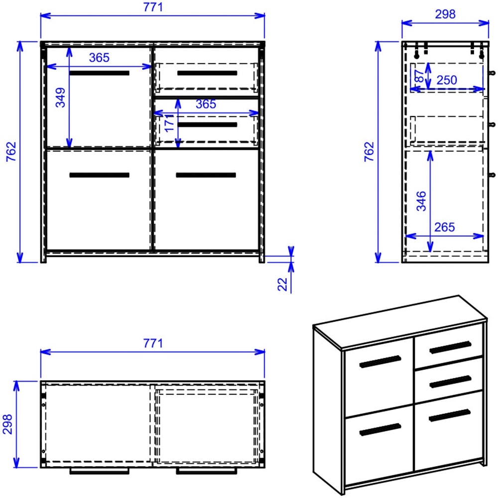Inter Link Kombikommode »Kommode Eboli« 1 Stk. tlg.