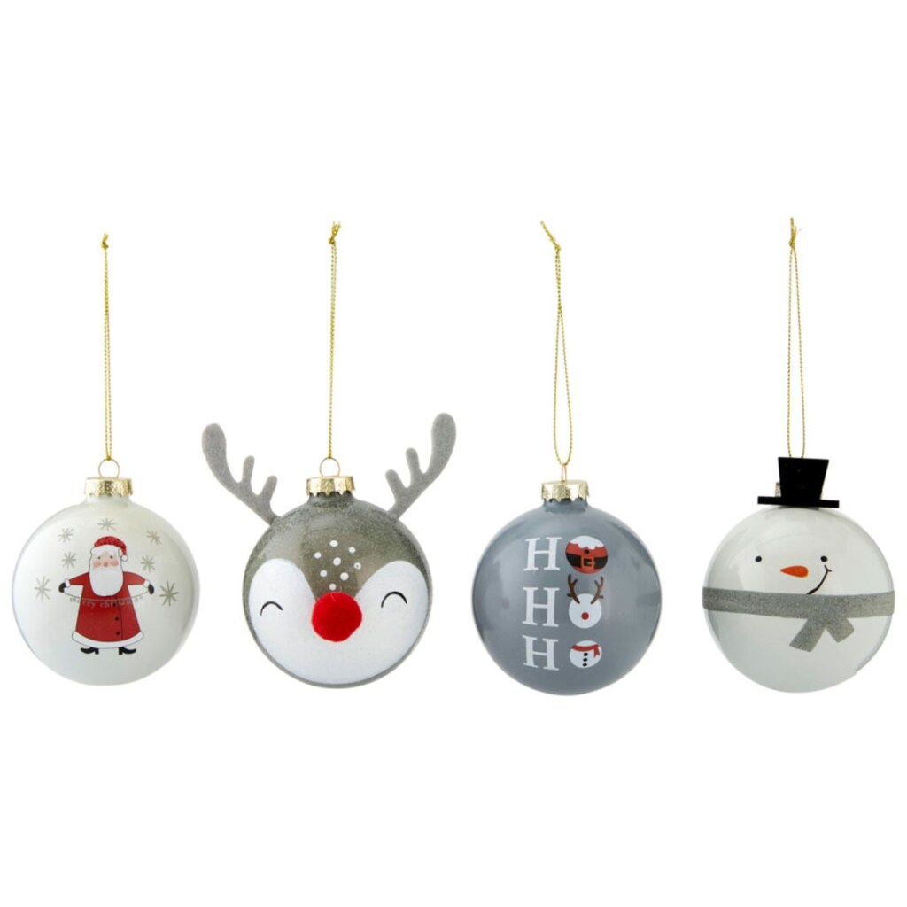 Schneider Weihnachtsbaumkugel »X-Mas, Weihnachtsdeko, Christbaumschmuck, Christbaumkugeln Glas«, (Set, 4 St.)