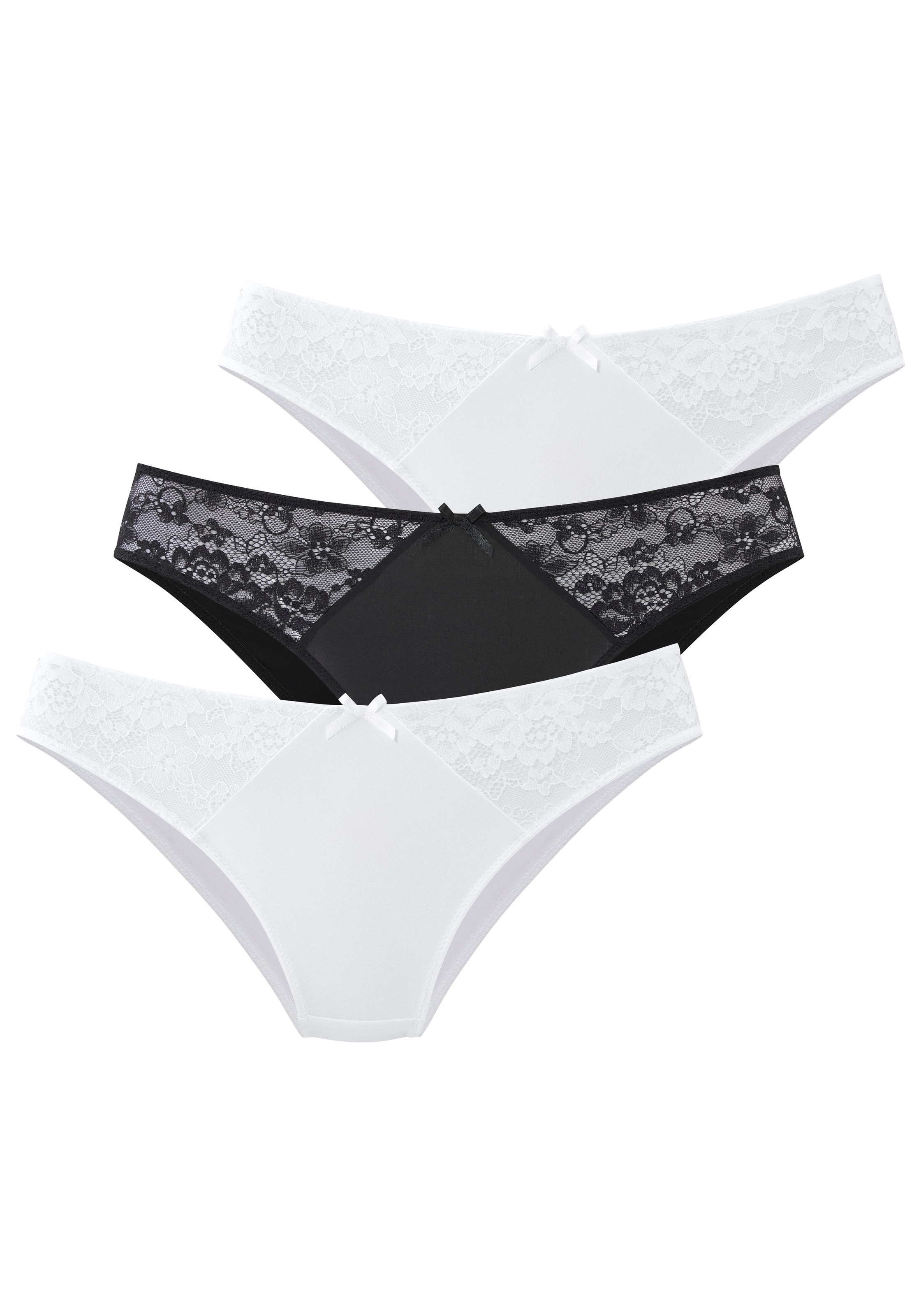 petite fleur by Lascana Slip Packung, 3 Stück, mit Spitzeneinsätzen
