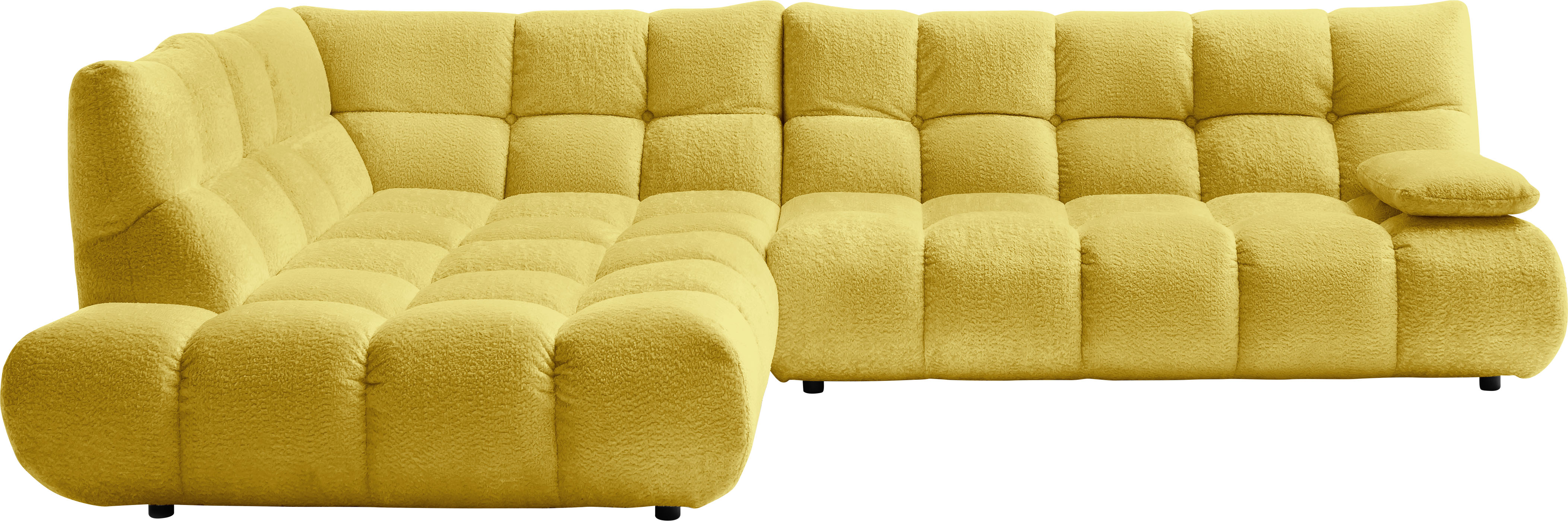 Home affaire Ecksofa "Cozy Bubble, mit klappbarer Armlehne, Breite 324 cm" mit eleganter Steppung, Rundumbezug & weicher Polsterung