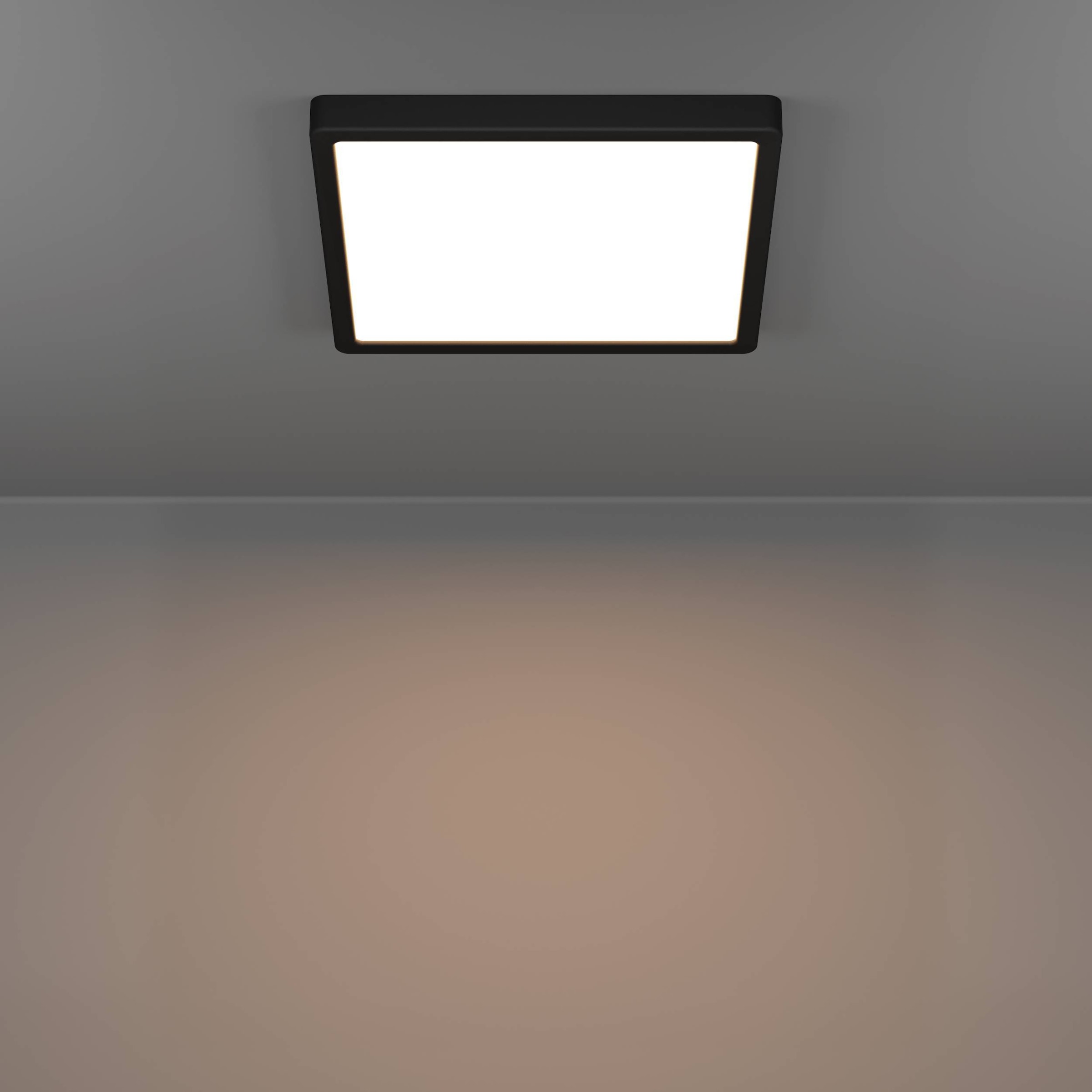 EGLO Aufbauleuchte »Fueva 6 Deckenlampe, Badlampe Decke, Kunststoff, IP44, Aufbaulampe« LED-Modul 1 Stk. Kaltweiß | Neutralweiß | Warmweiß Aufbauleuchte - L29 x B29 x H2,5 cm - schwarz - 13W inkl.