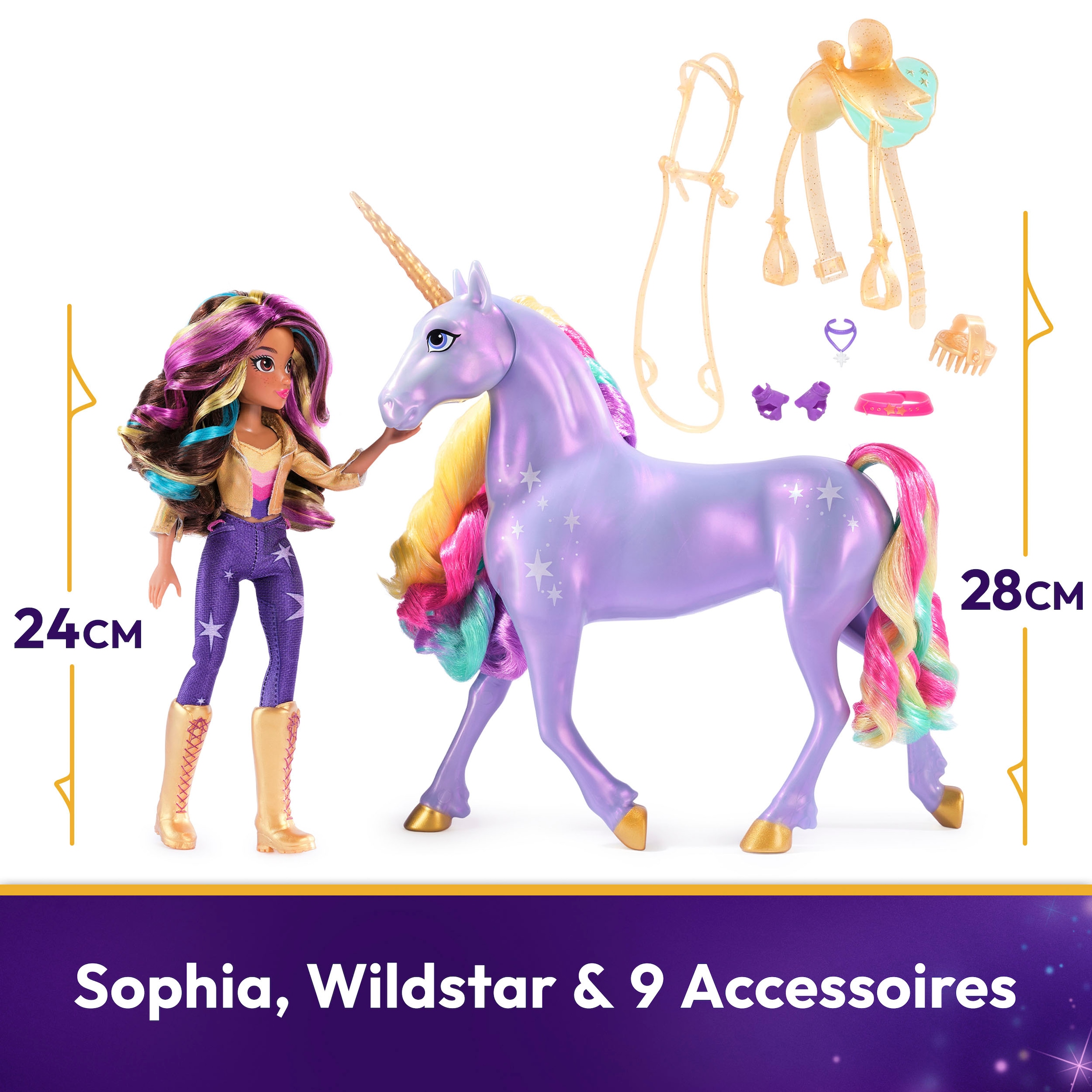 Spin Master Anziehpuppe »Unicorn Academy - Interactive Rainbow Light-Up Wildstar & Sophia«, (Set), mit Licht- & Soundeffekt