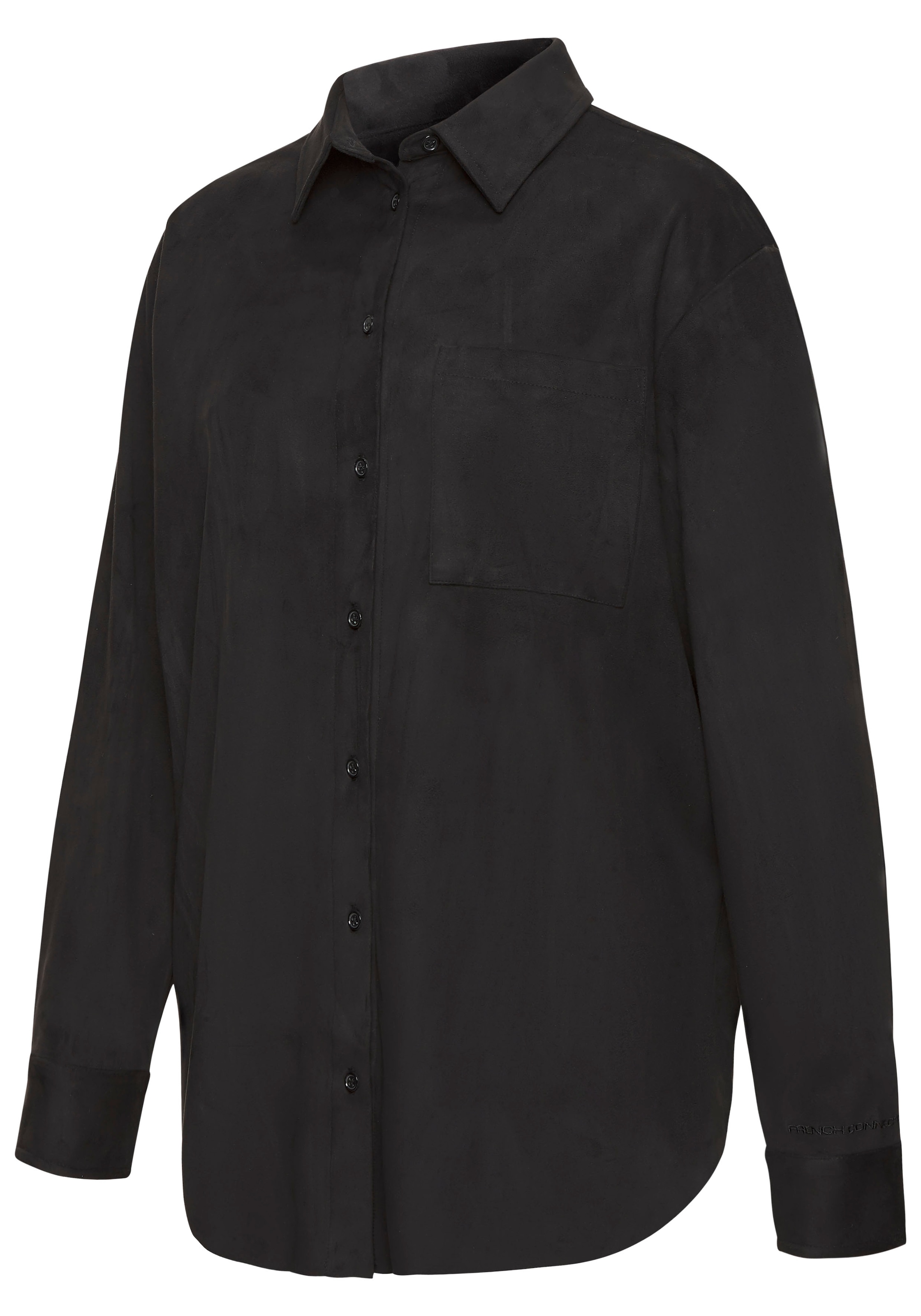 French Connection Langarmhemd aus Veloursleder-Imitat mit aufgesetzter Tasche, Loungewear