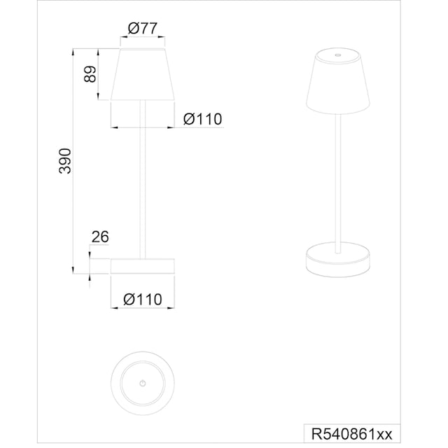 TRIO Leuchten LED Außen-Tischleuchte »Martinez«, 1 flammig-flammig, Touch  Tischlampe dimmbar Lichtfarbe einstellbar, Akku, USB-C Anschluss bestellen  | BAUR