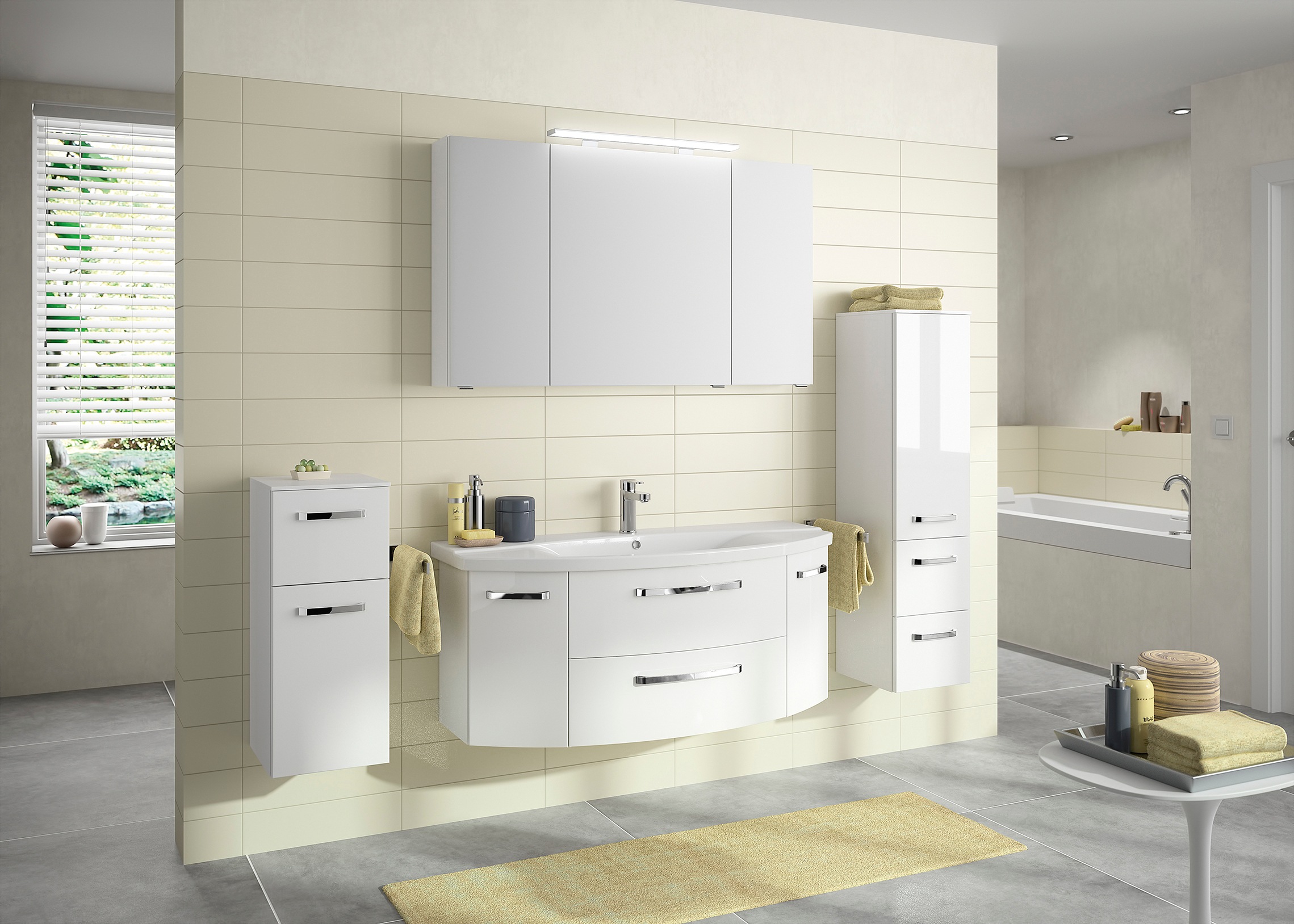 Saphir Badmöbel-Set "Serie 4010 2-teilig Keramik-Waschtisch mit LED-Spiegel günstig online kaufen