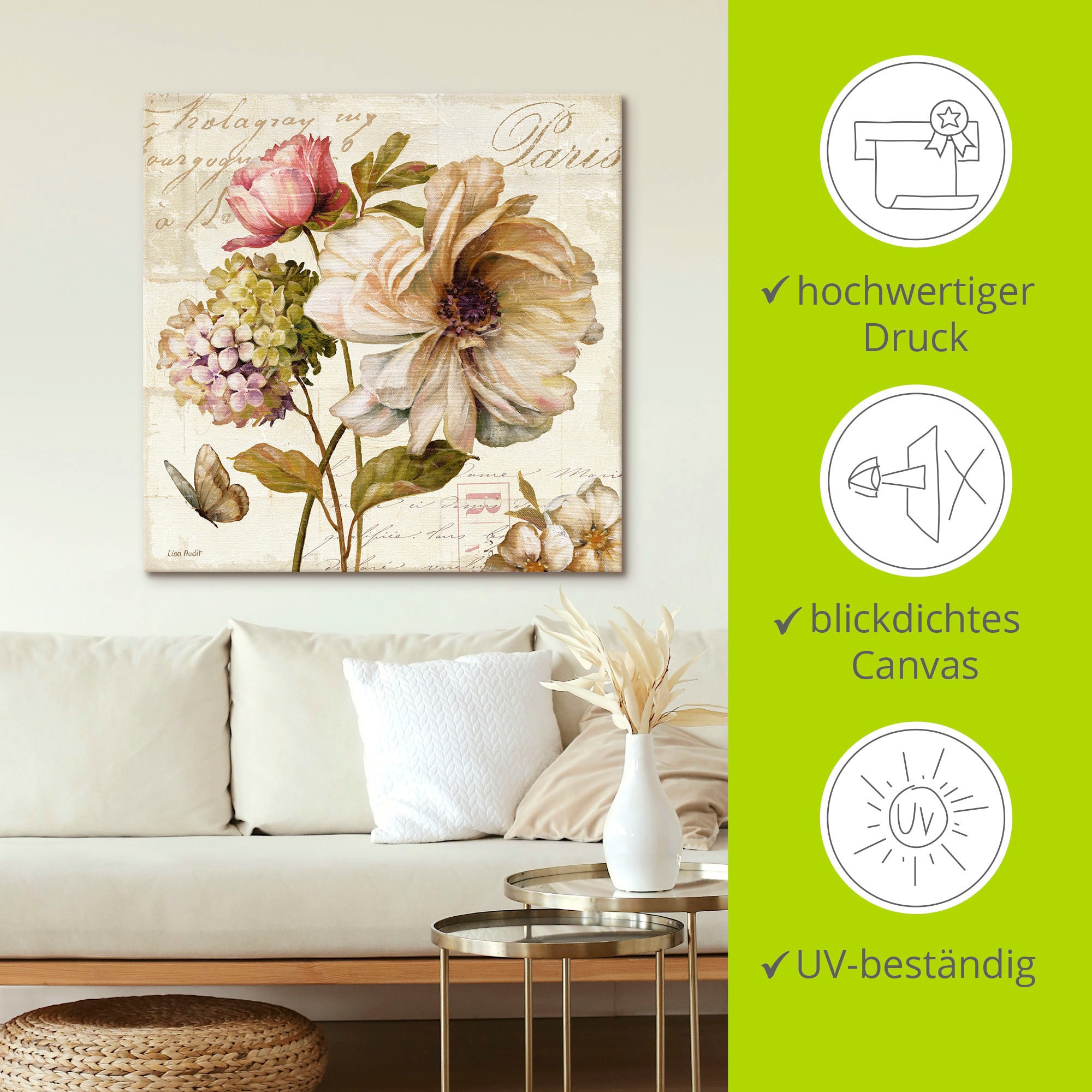 Artland Wandbild »Blumen II«, Blumen, (1 St.), als Leinwandbild, Poster, Wandaufkleber in verschied. Größen