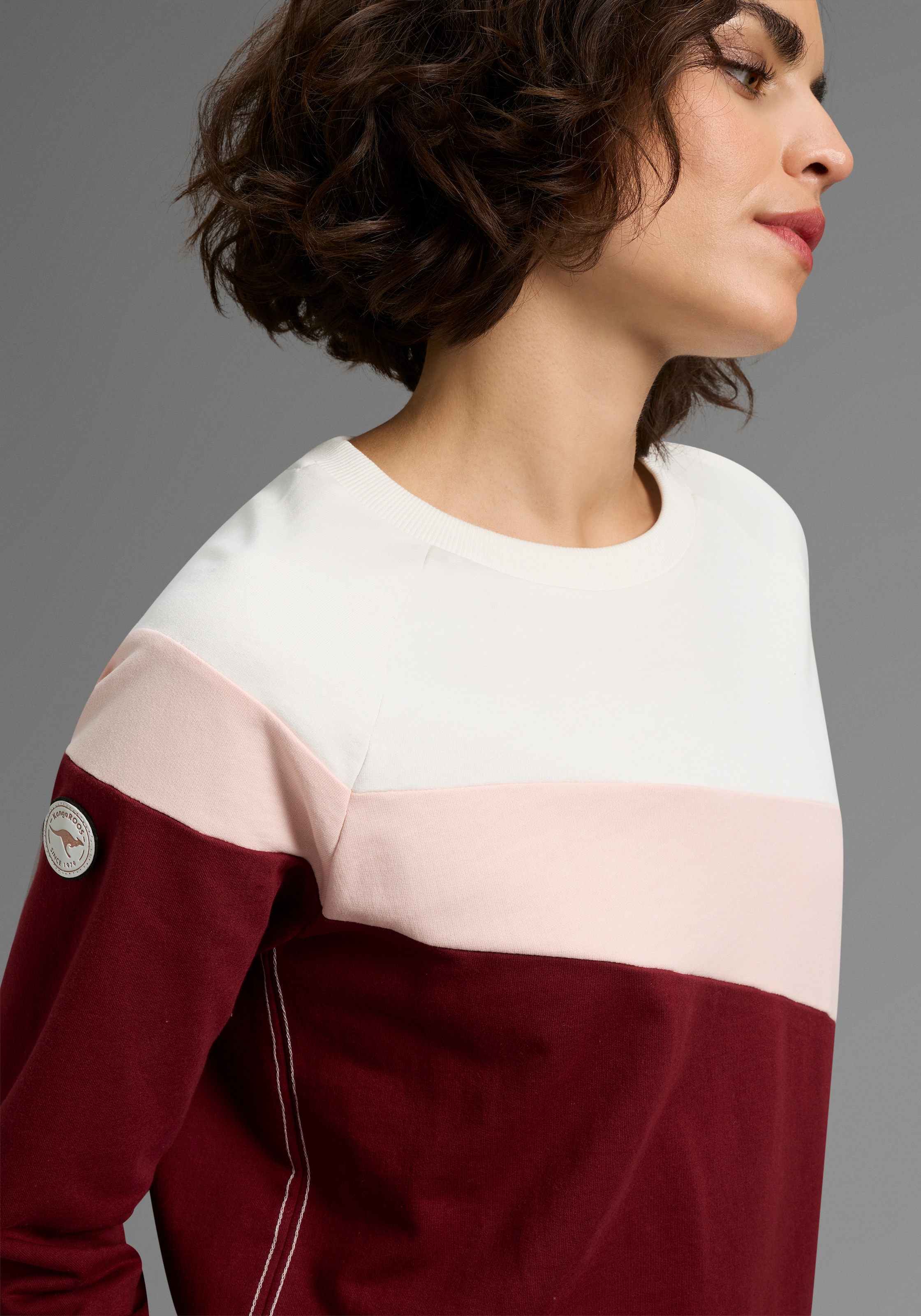 KangaROOS Sweatshirt, im Colorblock Design mit süßen Details