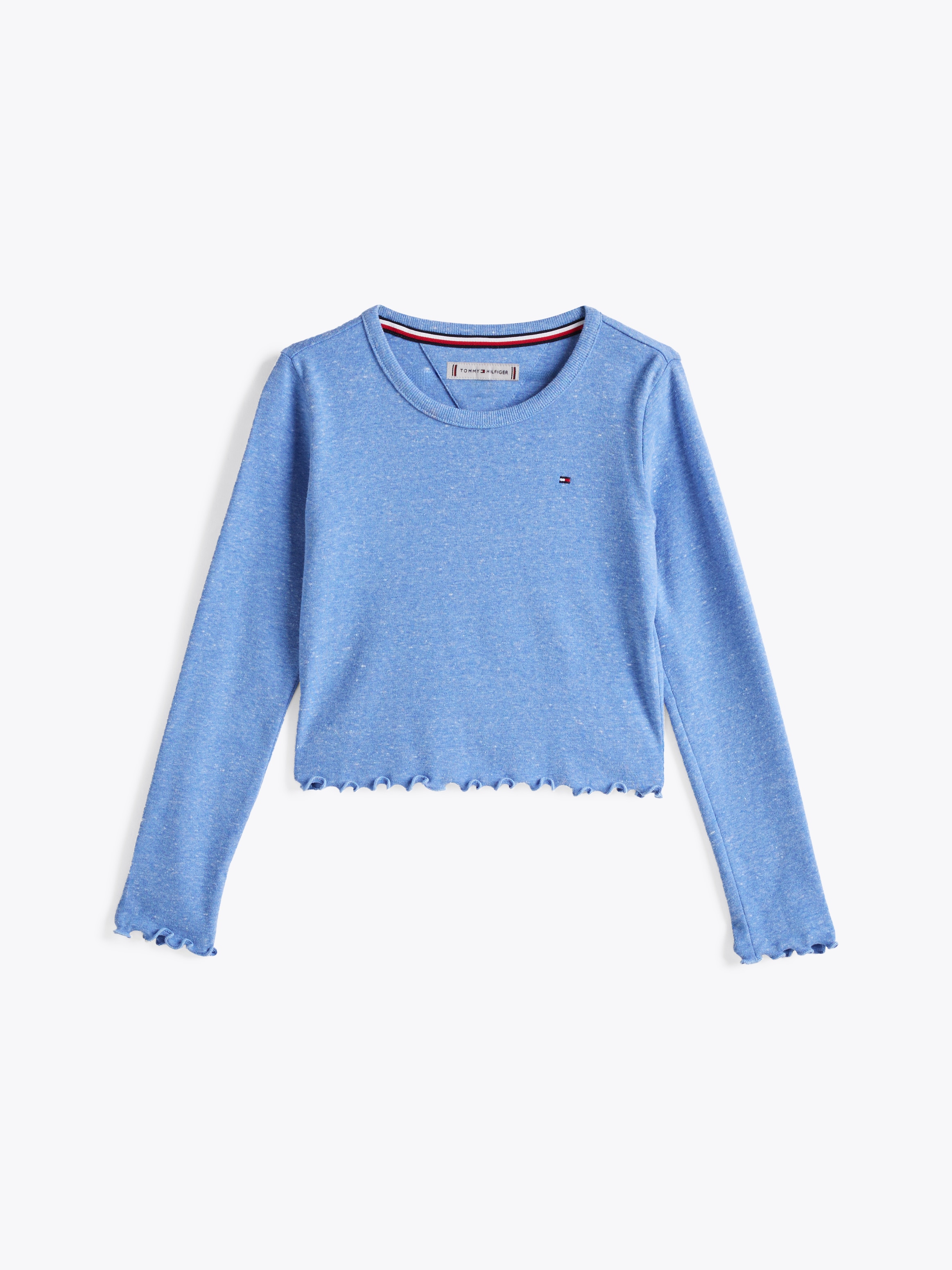 Tommy Hilfiger Langarmshirt »SLUB KNIT TOP LS«, mit gewelltem Saum