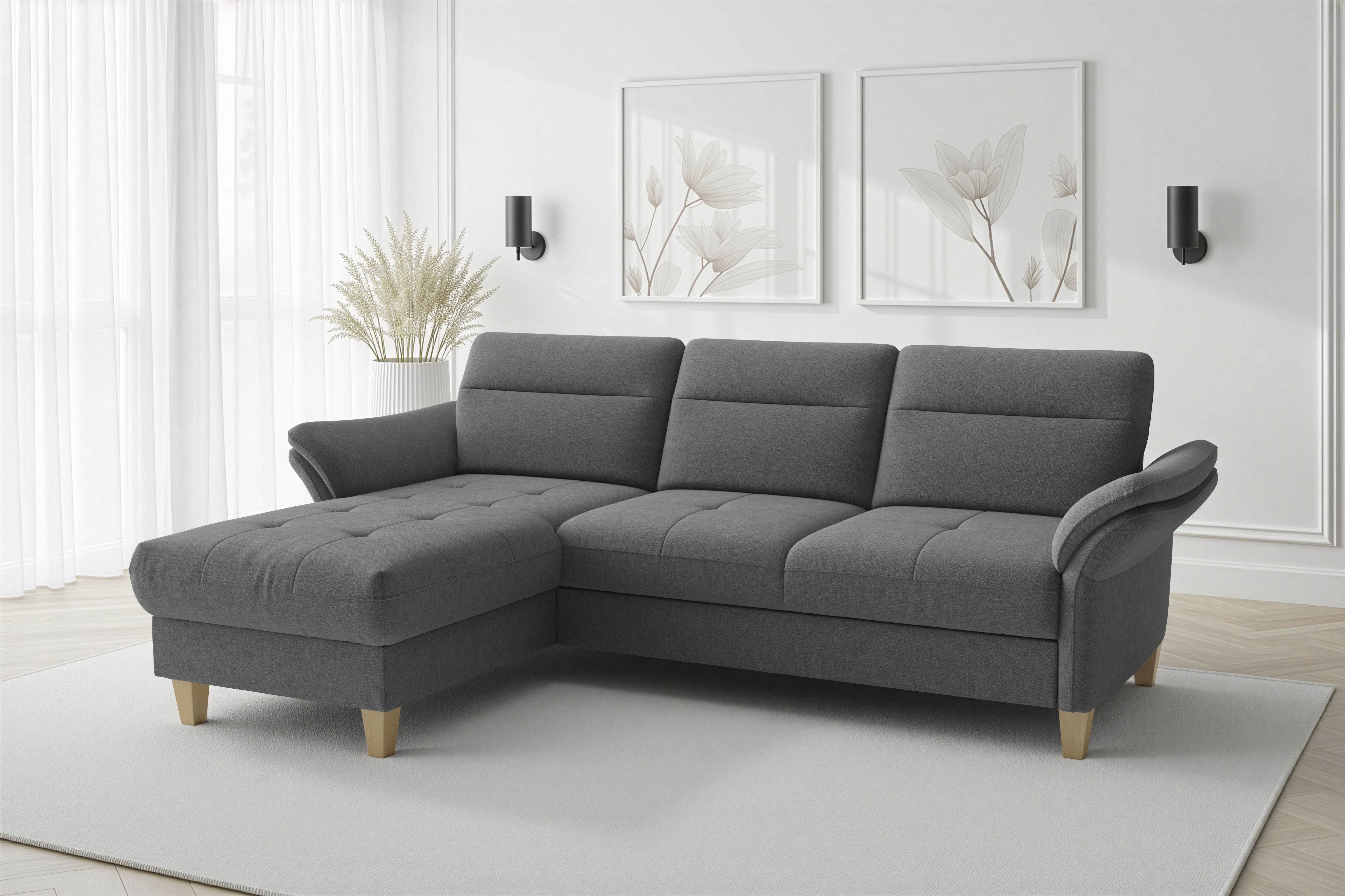sit&more Ecksofa "Pamela L-Form, B: 230 cm, optional Schlaffunktion & Bettkasten" mit Federkern und Liegefläche aus Originalstoff