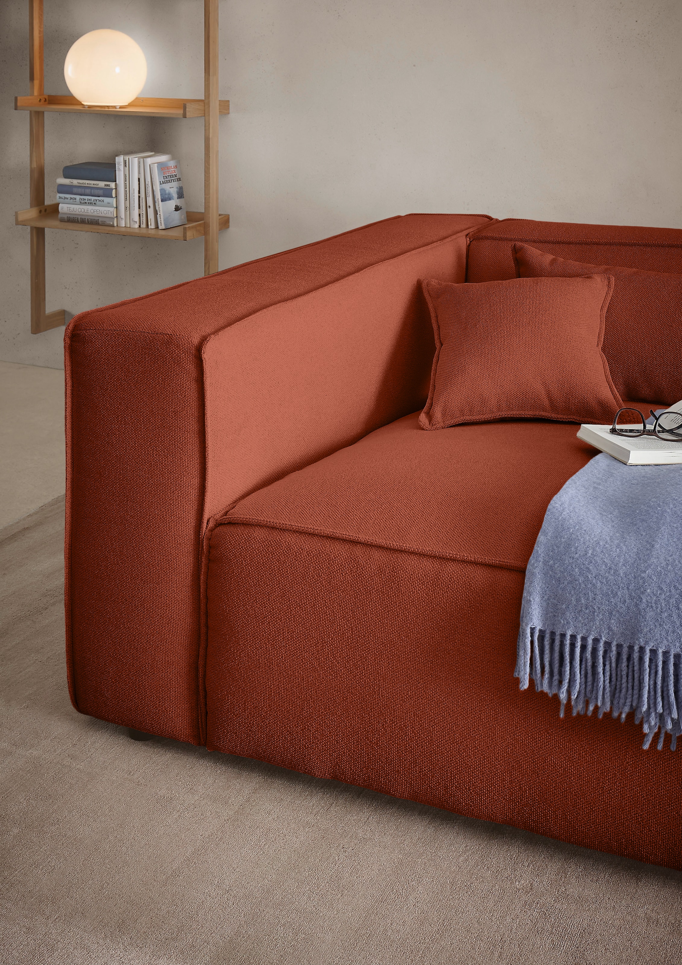 LeGer Home by Lena Gercke 3-Sitzer »PIARA XXL Struktur, Sofa mit Kedernaht« schwarze Füße, bequemer Sitzkomfort, extra tiefe Sitzfläche