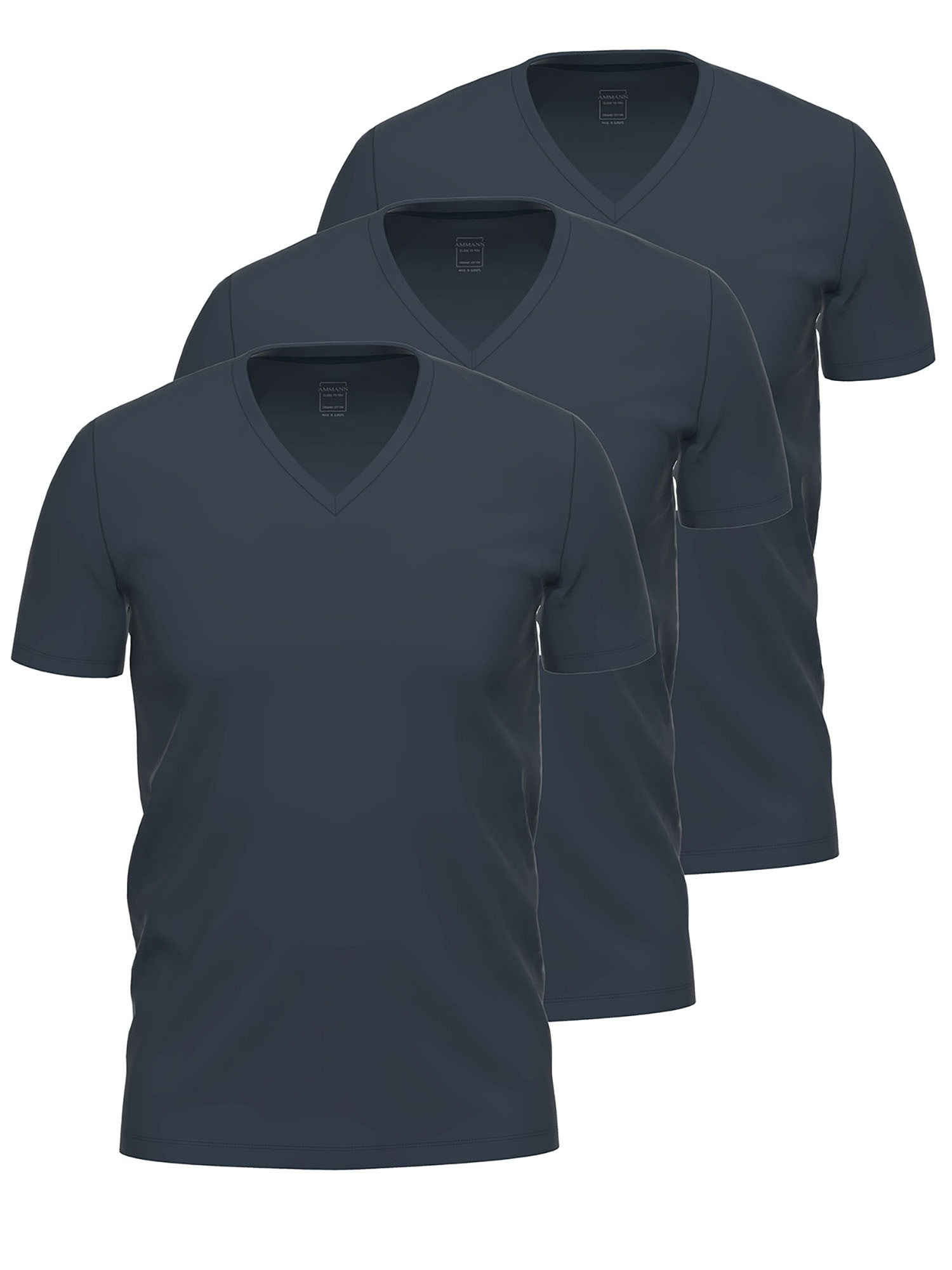 AMMANN Herren Unterhemd "3er Pack Shirt 1/2 Arm Day Modern / Close to you", Gr. 6, blau, Obermaterial: 93% Baumwolle CO. 7% Elasthan EL., Unterhemden