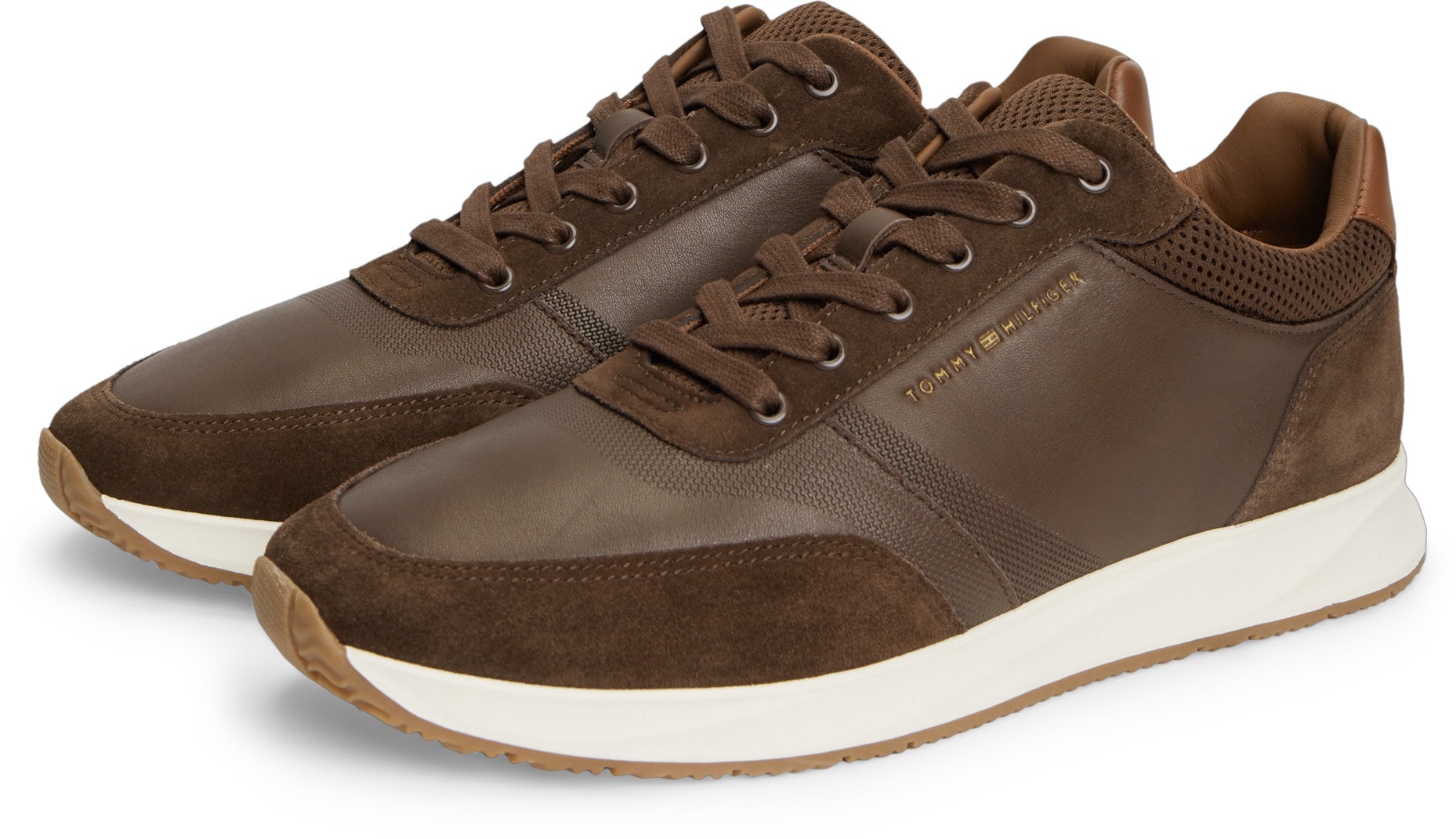 Tommy Hilfiger Sneaker "TH DRESSY RUNNER SUEDE MIX" Schnürschuh, Halbschuh, Freizeitschuh mit Logoschriftzug