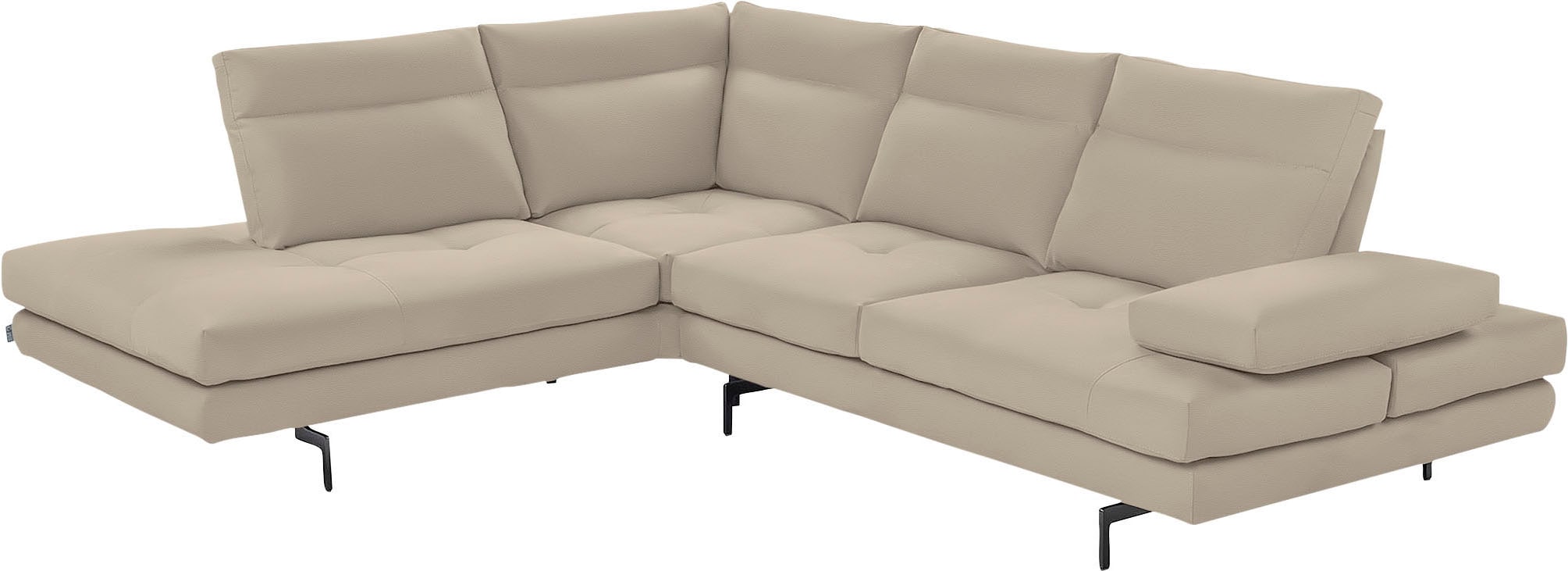 CALIA ITALIA Ecksofa "Toby Wing, B/T: 288/232 cm, Designsofa mit sensationellem Sitzkomfort" L-Form, Sitztiefenverstellung, funktionale Ecke, Füße in schwarz matt