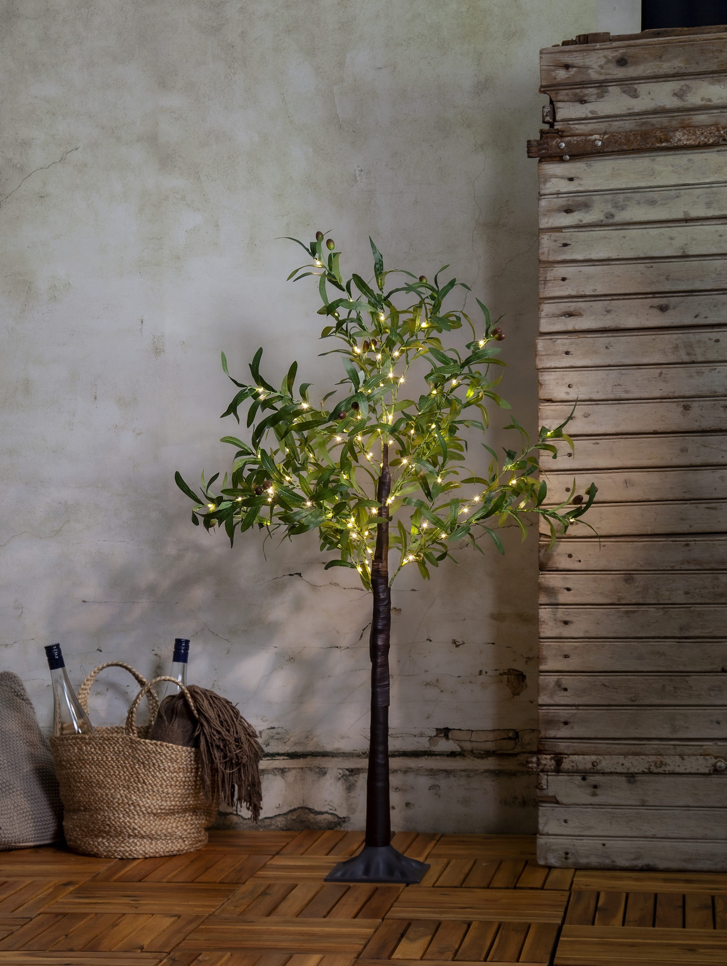 Parforce Traditional Hunting LED Baum "Deko-Baum Olivec" LED-Board 1 Stk. Warmweiß Mediterrane Olivenbaum-Optik, LEDs warmweiß, 120cm Höhe, Außentrafo