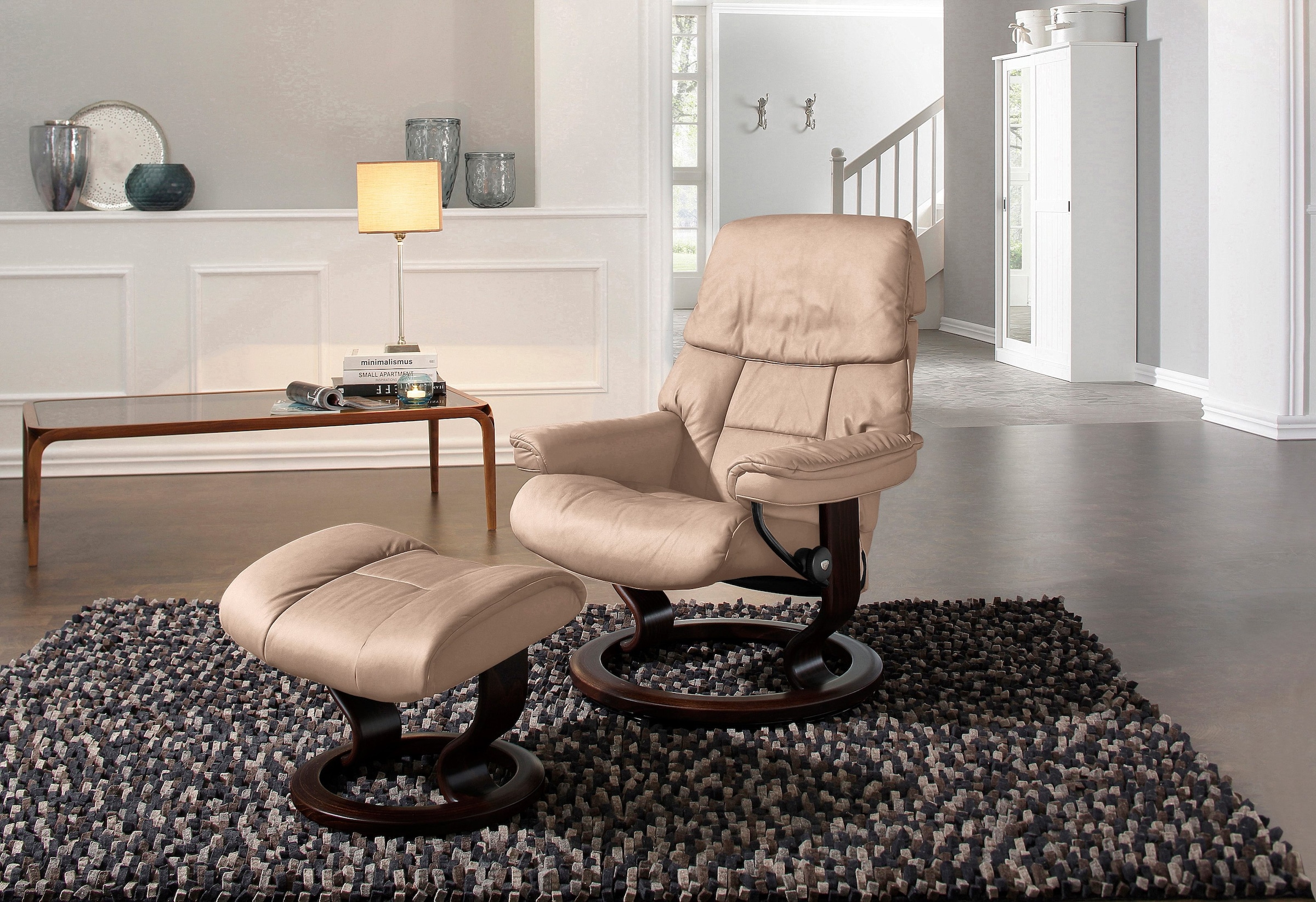 Stressless Relaxsessel "Ruby", (Set, Relaxsessel mit Hocker), mit Classic Base, Größe L, Gestell Eiche, Wenge, Braun & S