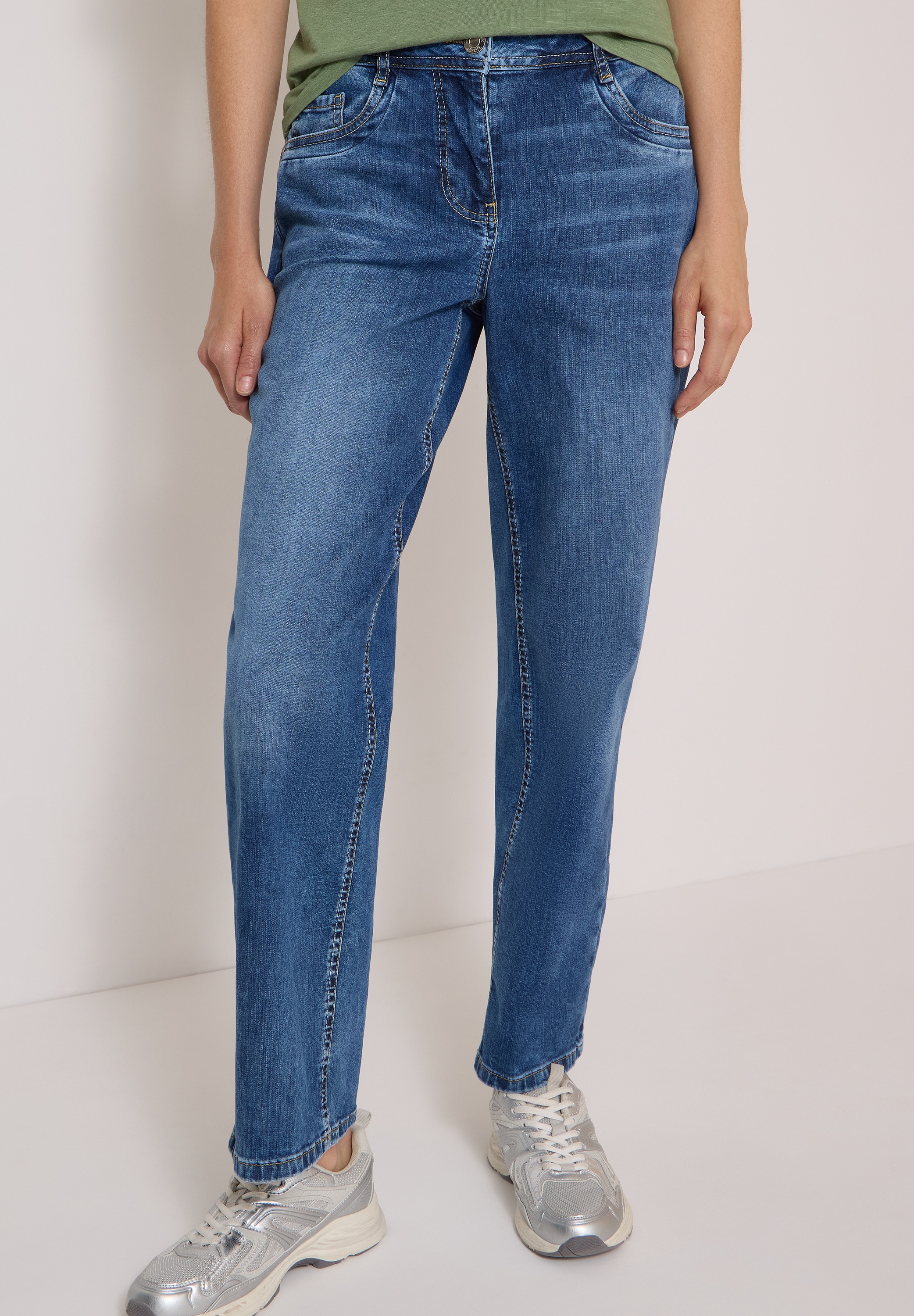 Cecil Weite Jeans "Style Neele" mit Turn-Up im Leo-Look