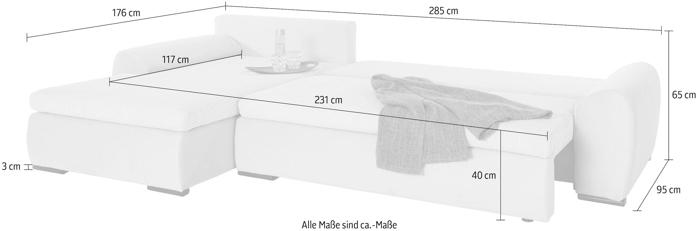 Home affaire Ecksofa Win L-Form, wahlweise mit Bettfunktion und Bettkasten