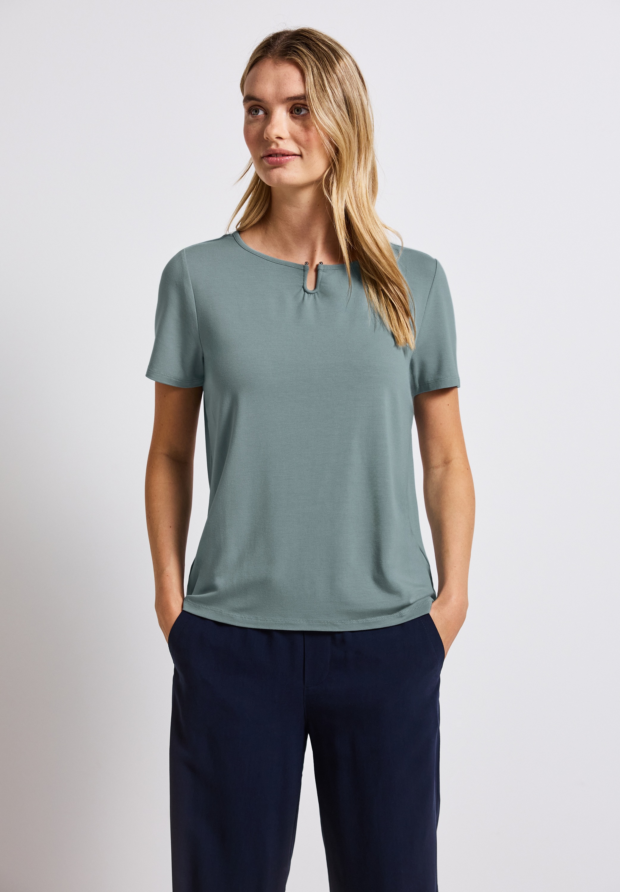 STREET ONE T-Shirt aus elastischem Materialmix günstig online kaufen