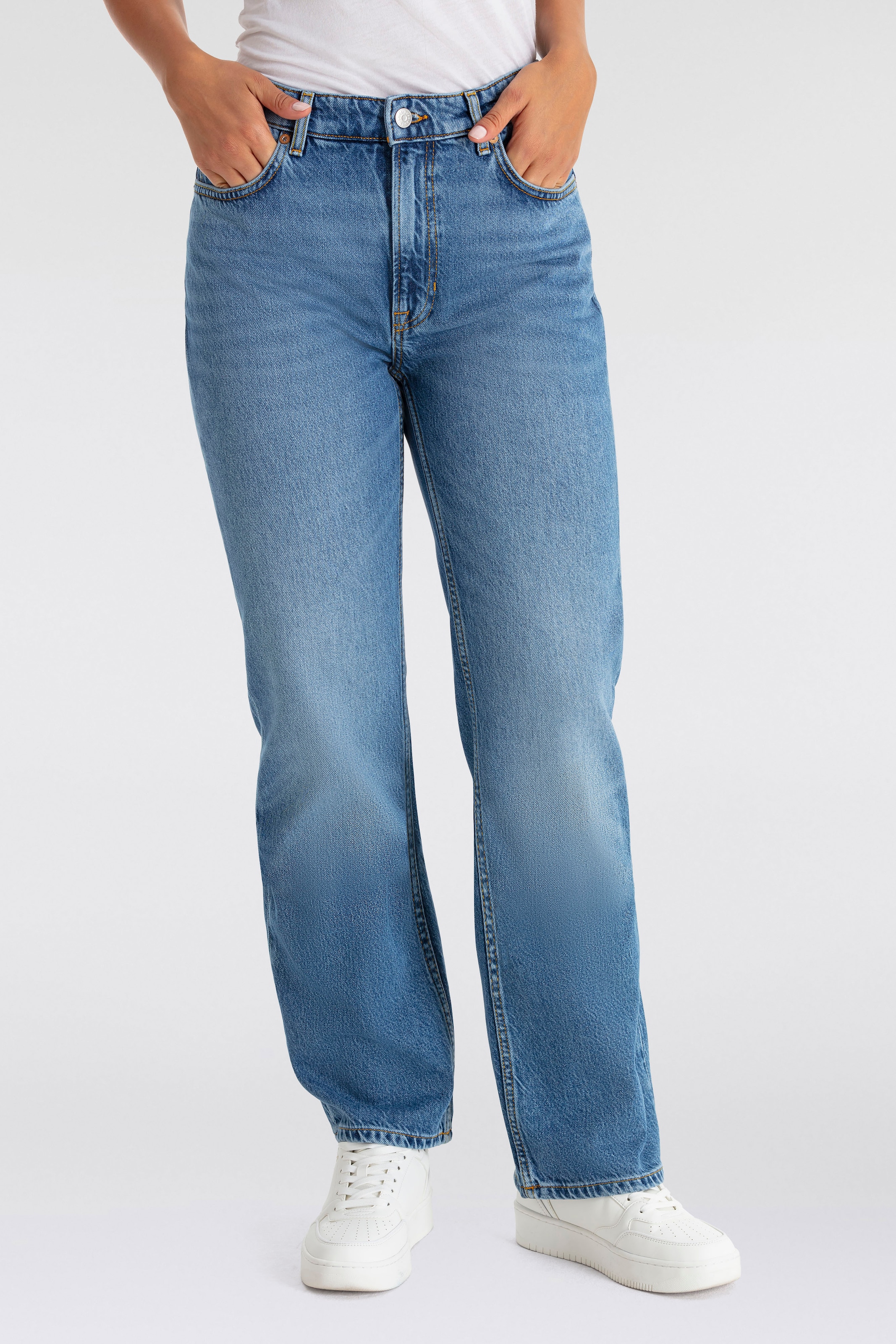 BOSS ORANGE Straight-Jeans "C ADA HR 6.0", mit BOSS Leder-Badge