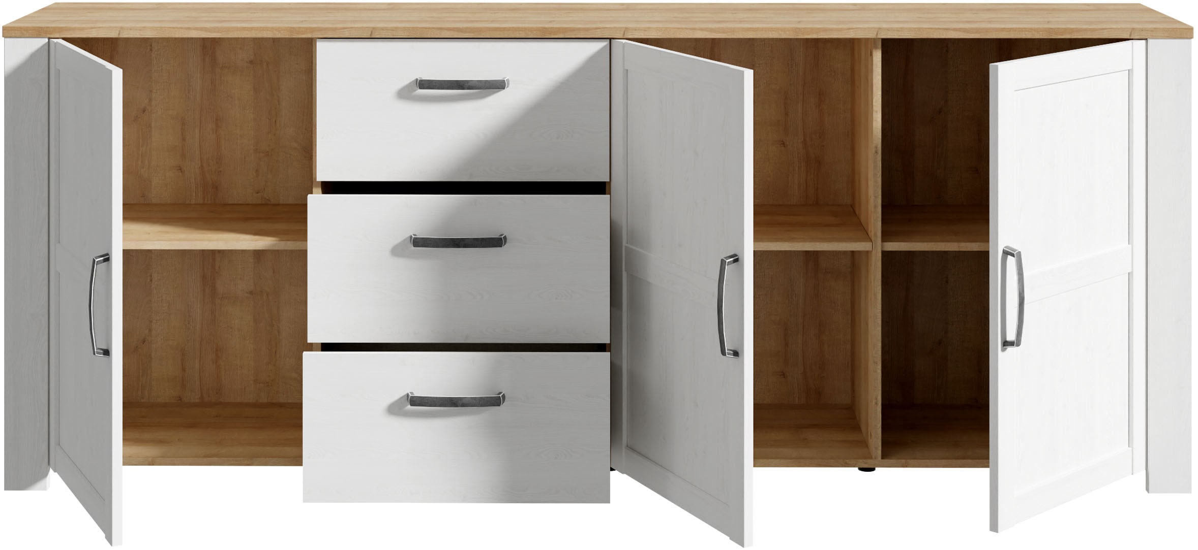 FORTE Sideboard »Bohol, großes Sideboard,Breite 2,20 mtr. Soft-Close, Stauraum« B/H/T 220,8/87/42cm, 3 Türen, 3 SK