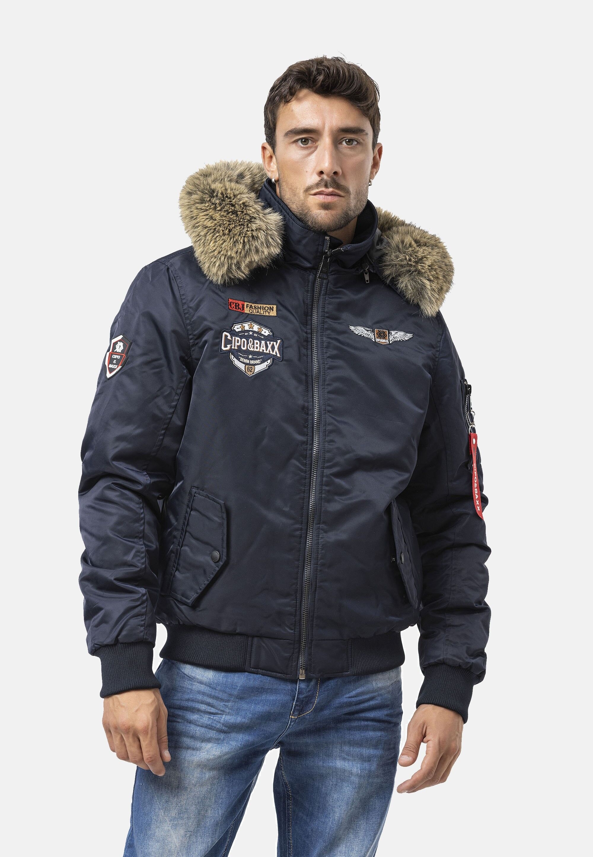 Cipo & Baxx Winterjacke »CM229« mit Kapuze