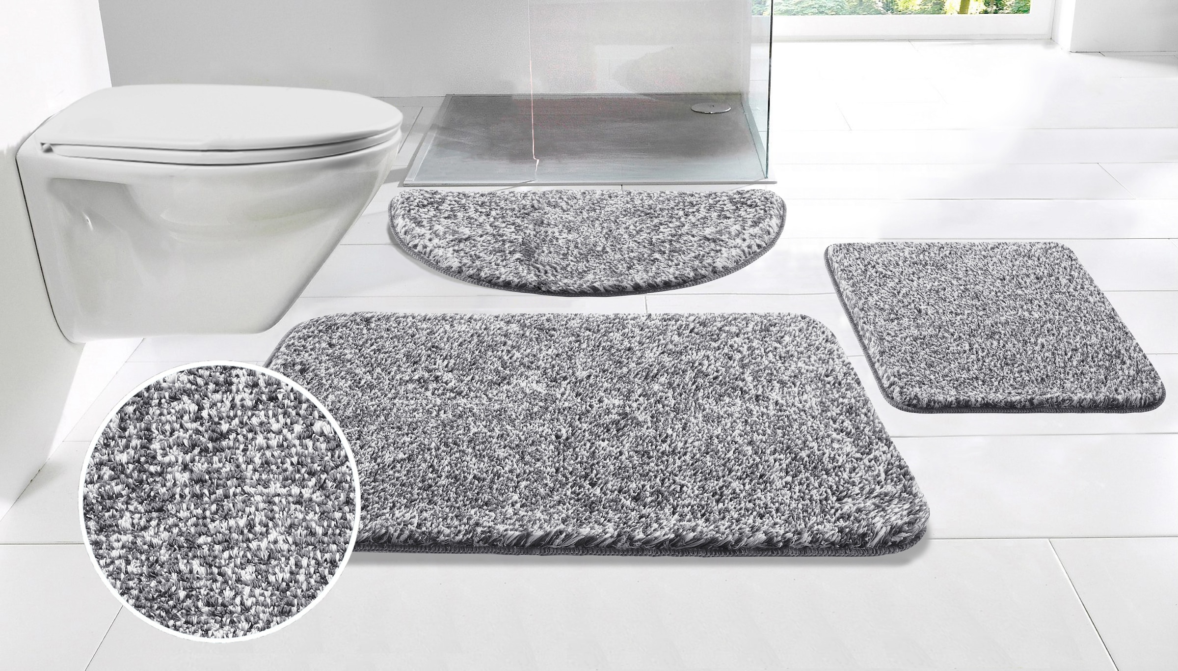 OTTO home Badematte "Vanessa meliert, Badvorleger, Badezimmer Teppich, Duschvorleger" Höhe 20 mm rutschhemmend beschichtet strapazierfähig Badteppich, weiche Haptik, unifarben