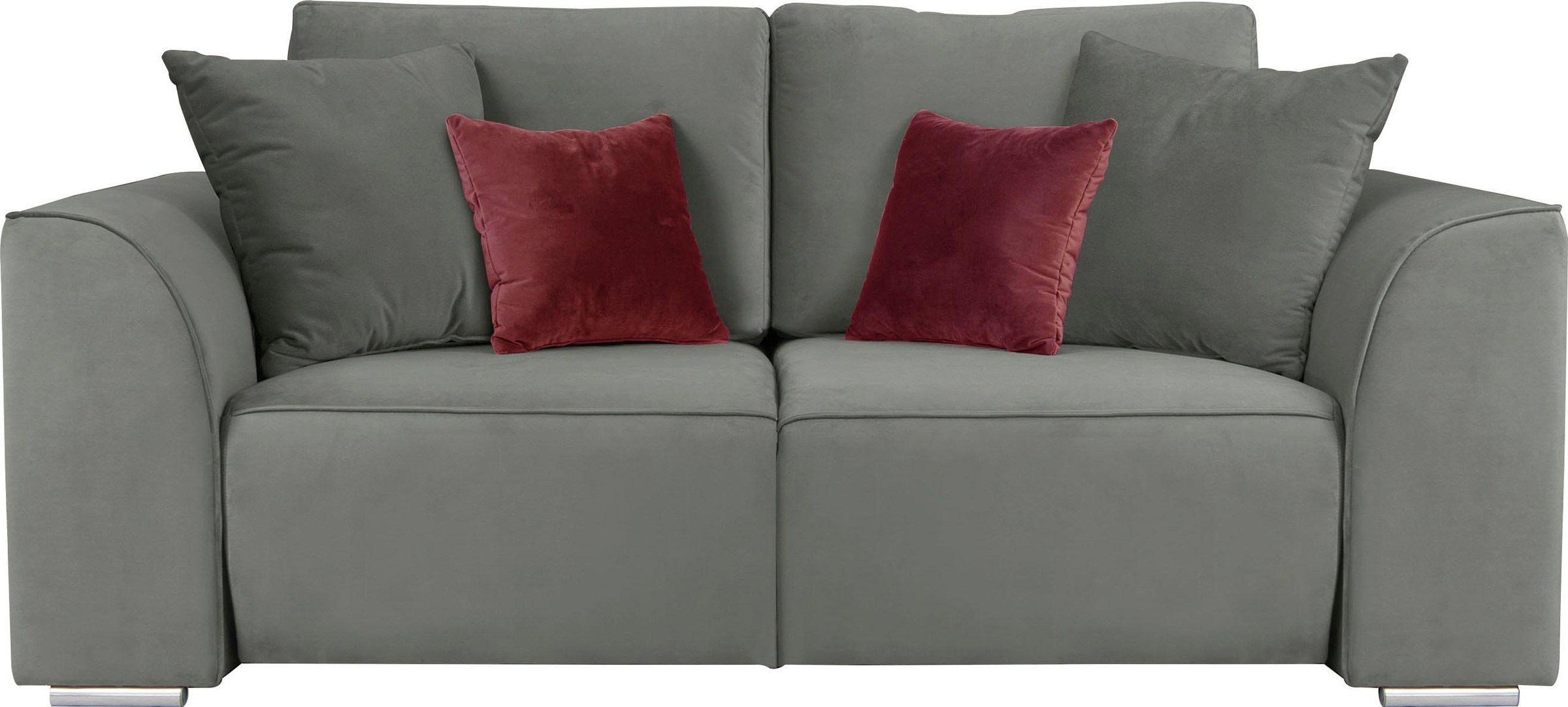 INOSIGN 2-Sitzer »BEATRICE, erhältlich in trendigen Stoffoptionen, B/T/H: 143/73/92 cm«, In hochwertiger Verarbeitung, incl. 2 großen Zierkissen in Korpusfarbe