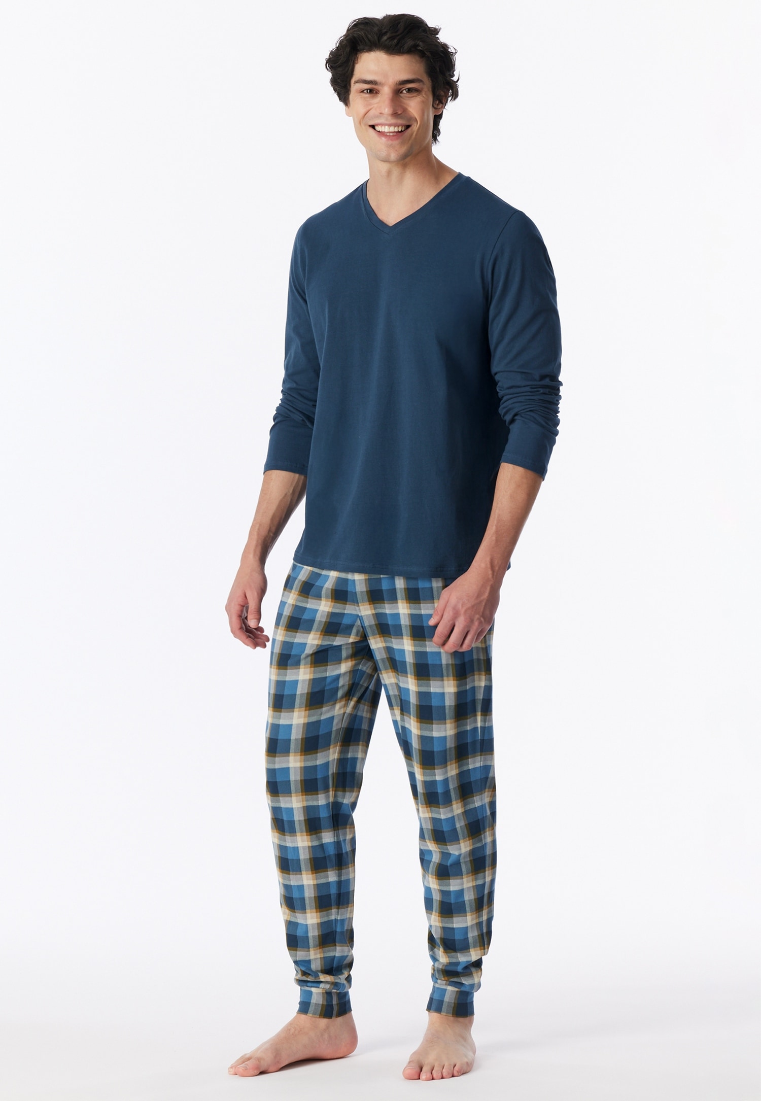 Schiesser Schlafanzug "Casual Essentials" 2 mit bequemen Bündchen