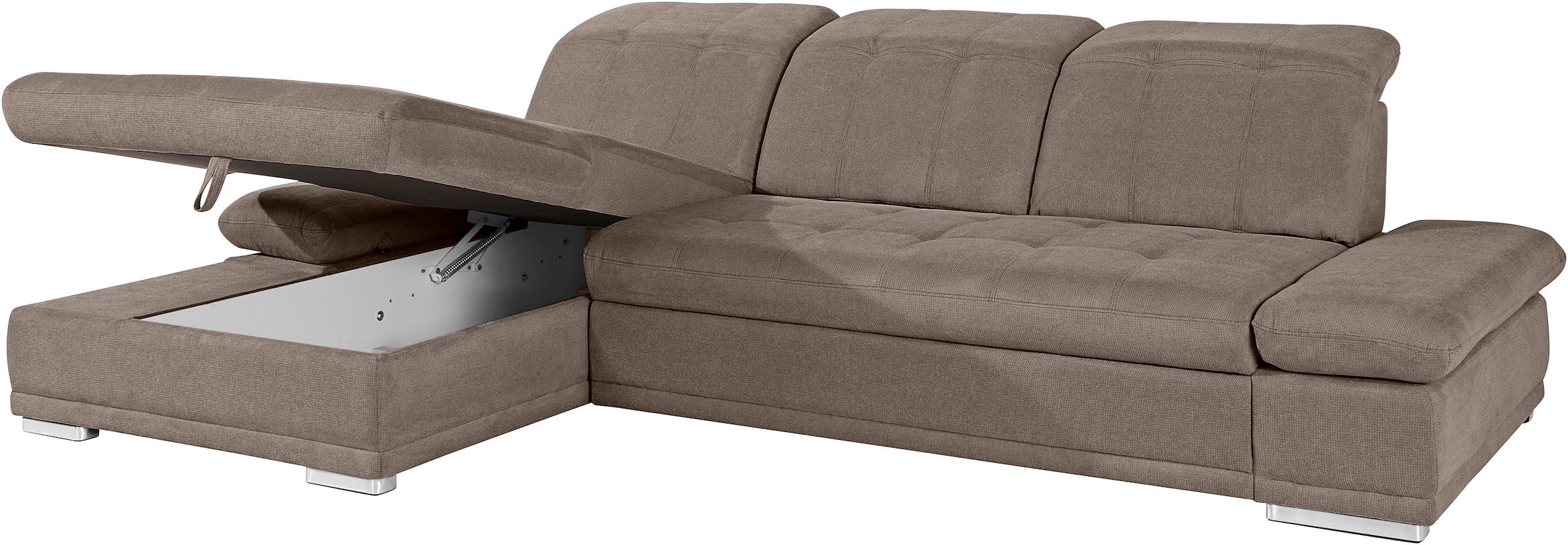 COTTA Ecksofa »Holiday L-Form mit Sitztiefen-, Armteil- und Kopfteilverstellung«, wahlweise mit Bettfunktion & Bettkasten