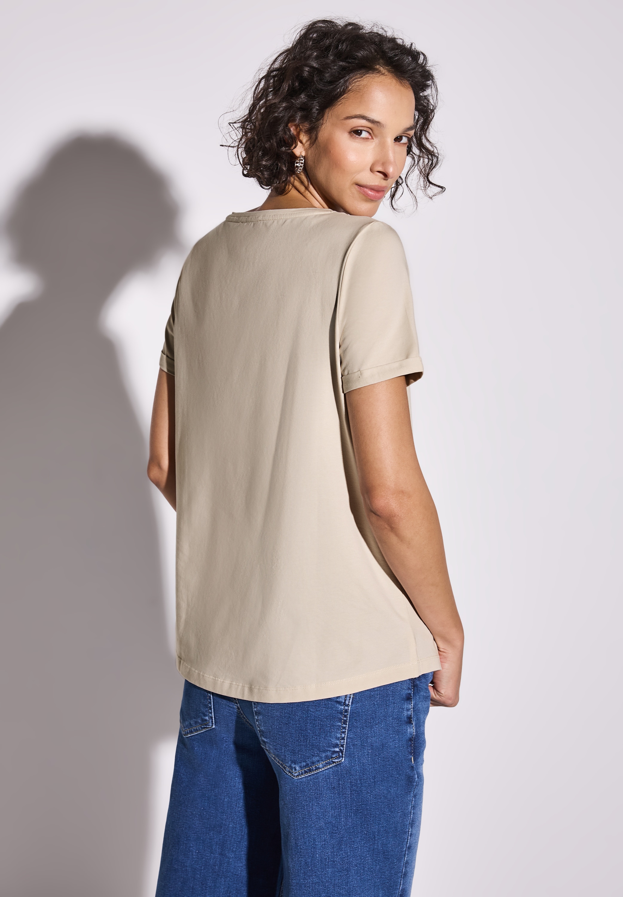 STREET ONE T-Shirt, aus Baumwolle mit Stretchante