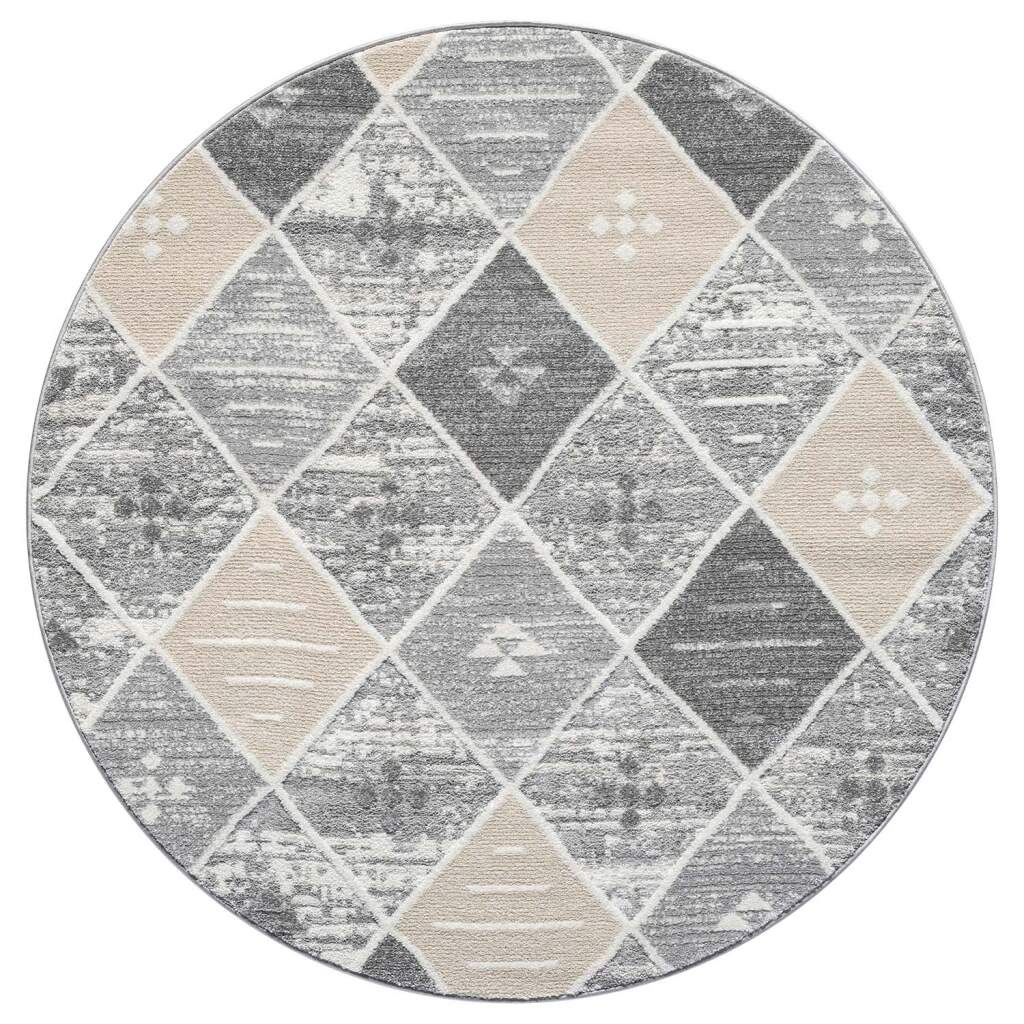 Carpet City Teppich »FLAIR179«, rund, 11 mm Höhe, Kurzflor-Teppich, Skandi-Stil, Wohnzimmer