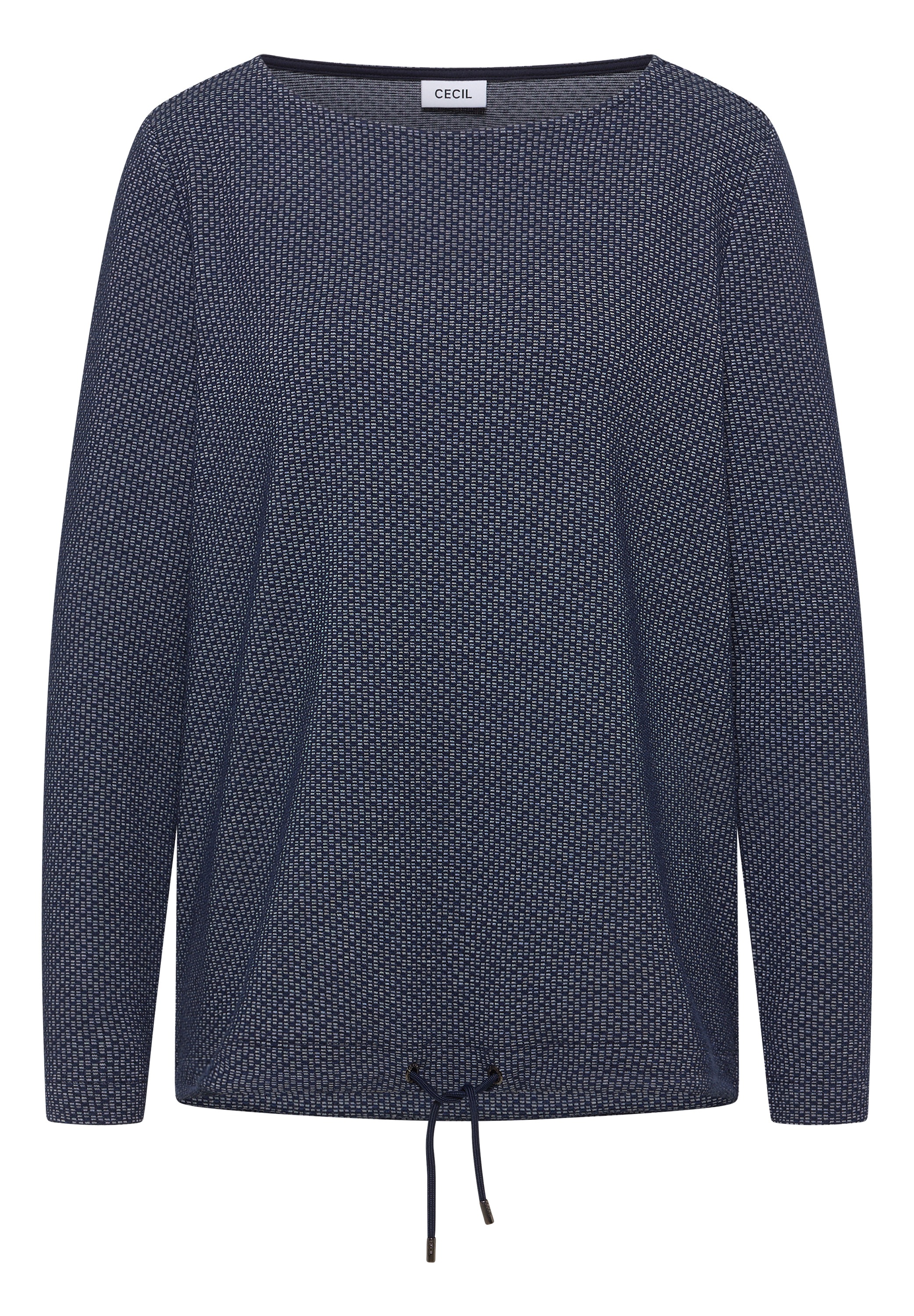 Langarmshirt CECIL, Damen, Gr. S (38), urban dunkelblau, Stoff, 64% Polyester, 32% Viskose, 4% Elasthan, unifarben, normal normal, U-Boot-Ausschnitt, abgesteppt, Shirts Langarmshirt, mit U-Boot-Ausschnitt 3