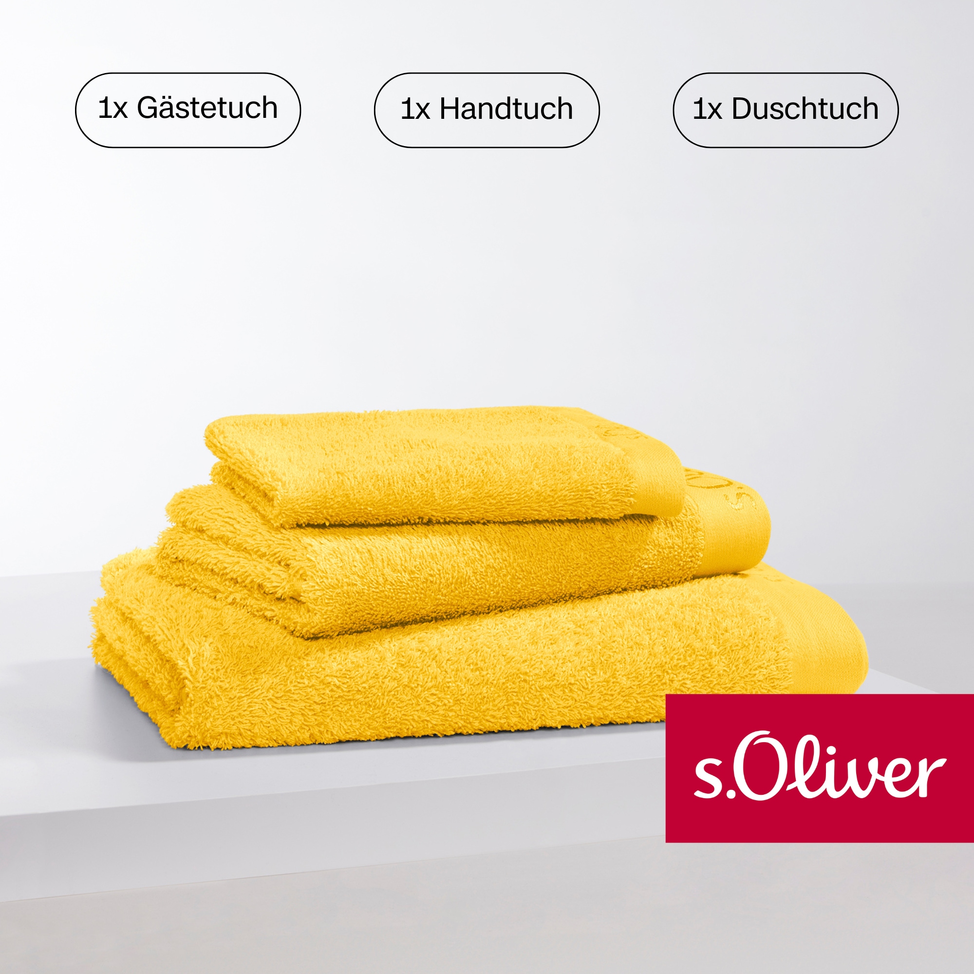 s.Oliver Handtuch Set »s. Oliver, besonders weich und saugfähig«, (Set, 3 St., 1 Gästetuch 30x50 cm-1 Handtuch 50x100 cm-1 Duschtuch 70x140 cm), 1 Gästetuch 30x50 cm, 1 Handtuch 50x100 cm, 1 Duschtuch 70x140 cm