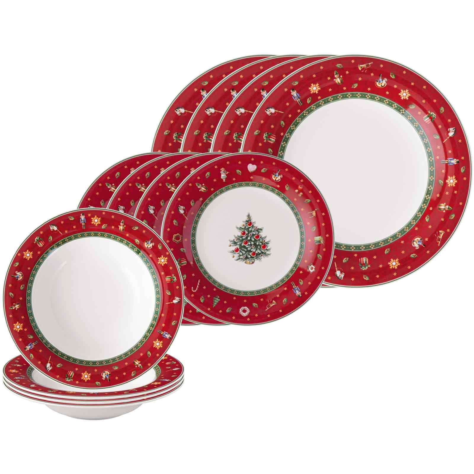 Villeroy & Boch Geschirr-Set "Tellerset Toys Delight 12er Set rot" Mikrowellengeeignet