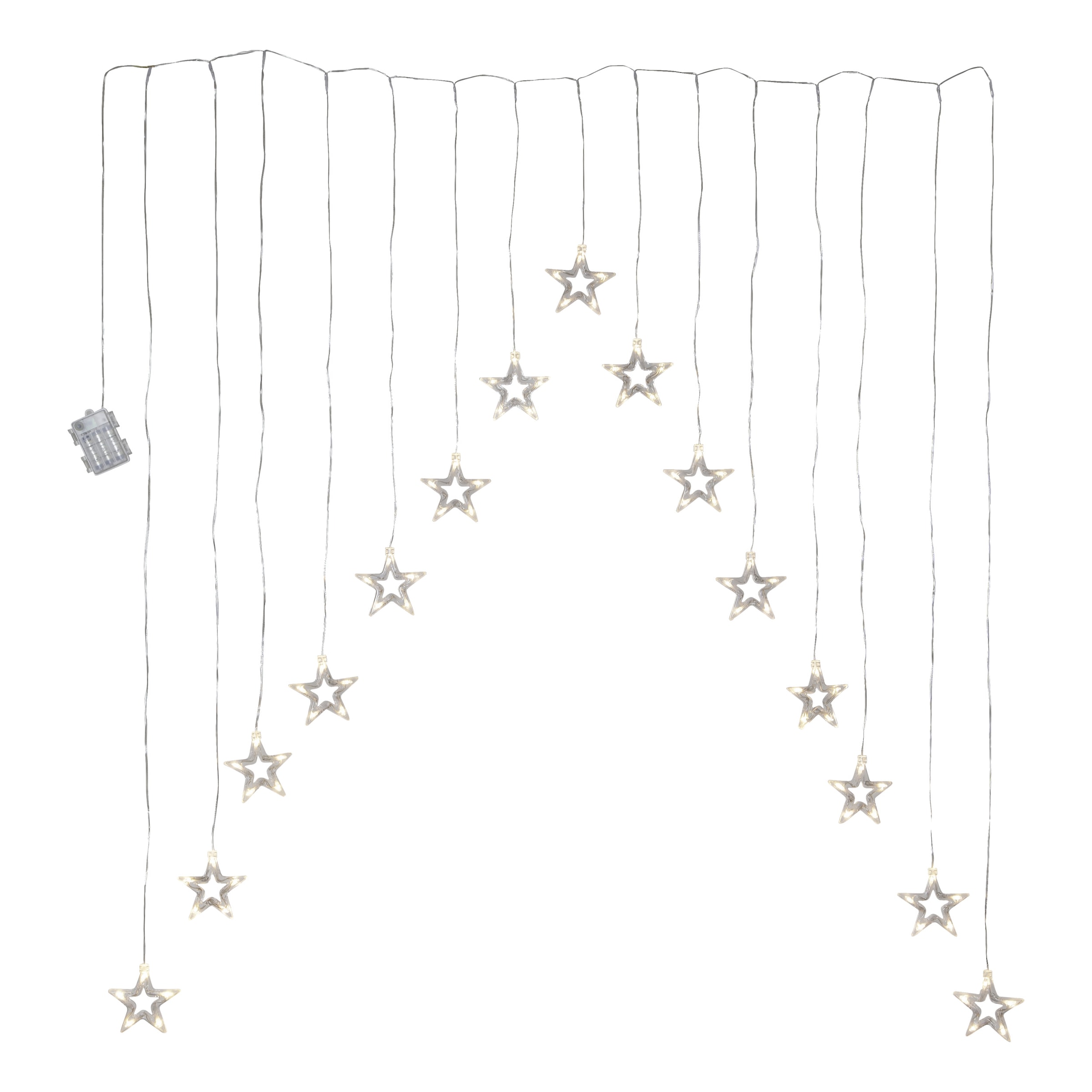 EGLO Lichterkette "Decystar, Lichtervorhang Wohnzimmer Schlafzimmer, 125 cm", schwarz, Flammen 15 Stk., Kabellänge 1,5m x Gesamtlänge 2,75m, Lichterketten, aus Stahl und Kunststoff, Weihnachtsbeleuchtung, batteriebetrieben, Lichterkette