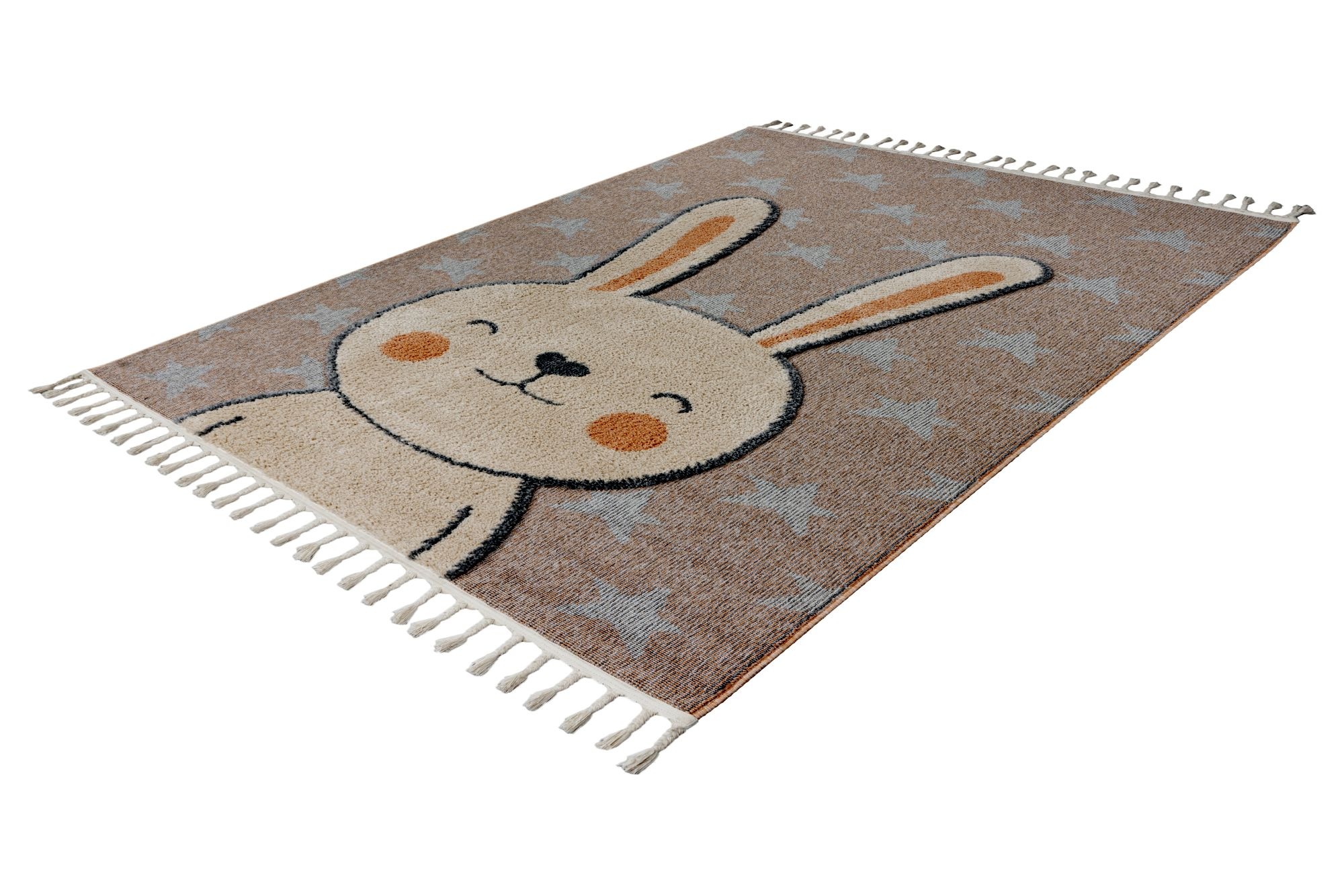 Thumbnail - Kayoom Kinderteppich "Modena 415" rechteckig 11 mm Höhe auch in rund, Kurzflor, Hoch Tief, mit Fransen