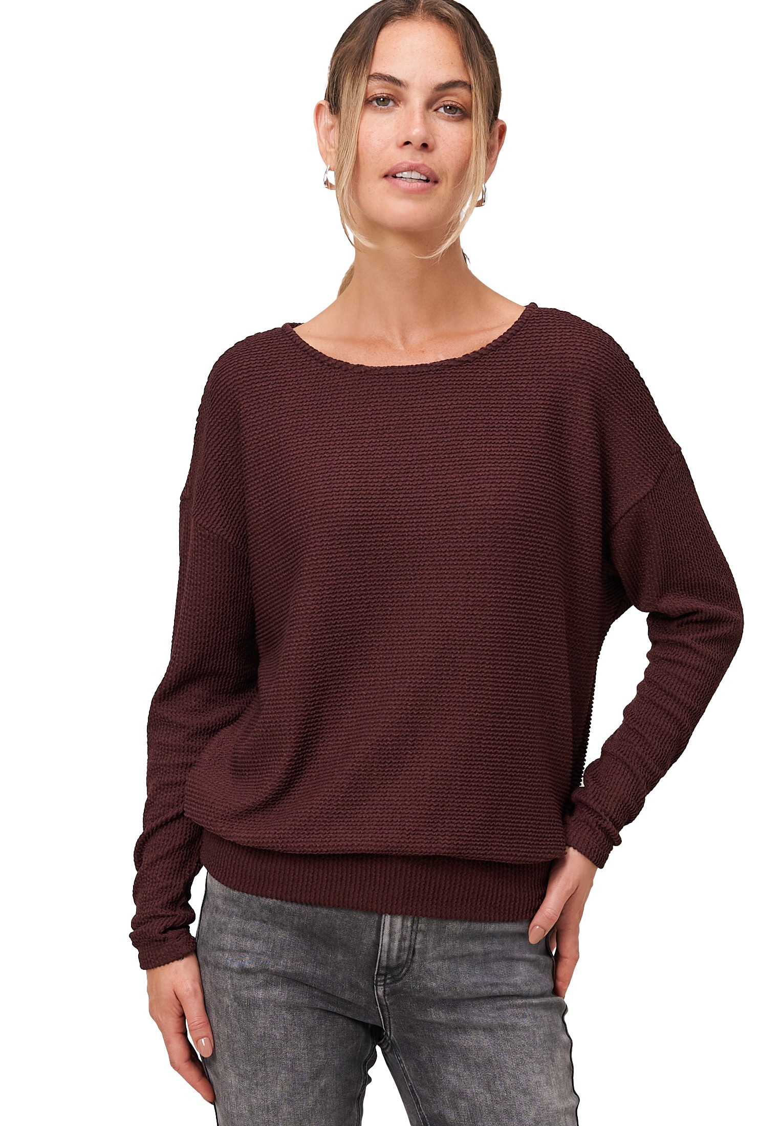Zero Kurzarmshirt "zero Damen Jerseyshirt strukturiert langarm" 1 Stk. tlg. günstig online kaufen