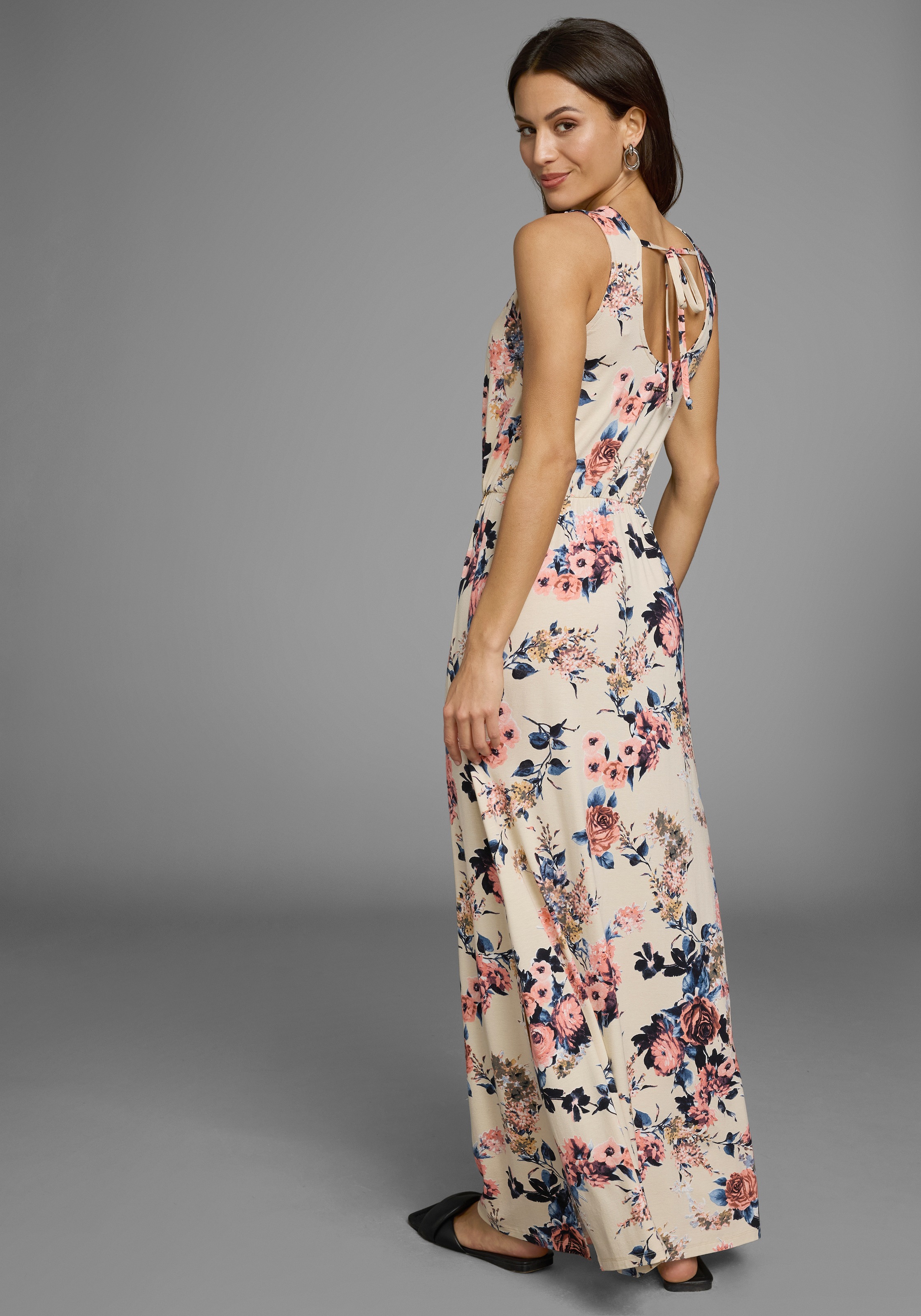 Laura Scott Sommerkleid, mit hohem Rundhals vorn und tiefem hinten, Maxikle günstig online kaufen