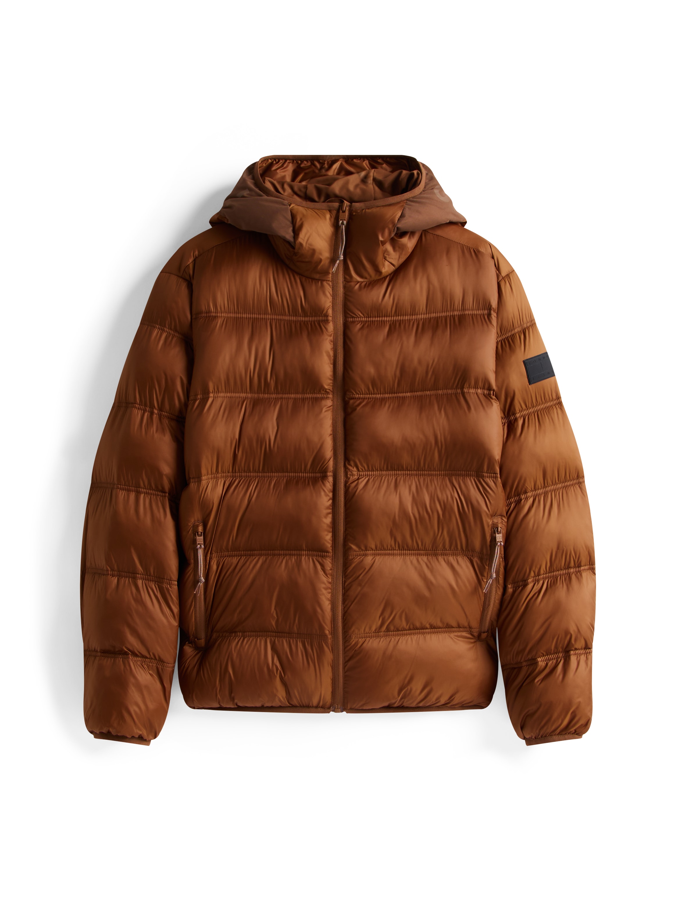 Tommy Jeans Steppjacke »HOODED LOGO PUFFER«, mit Kapuze, Daunenjacke, Übergangsjacke Regular fit mit Rundhalsausschnitt