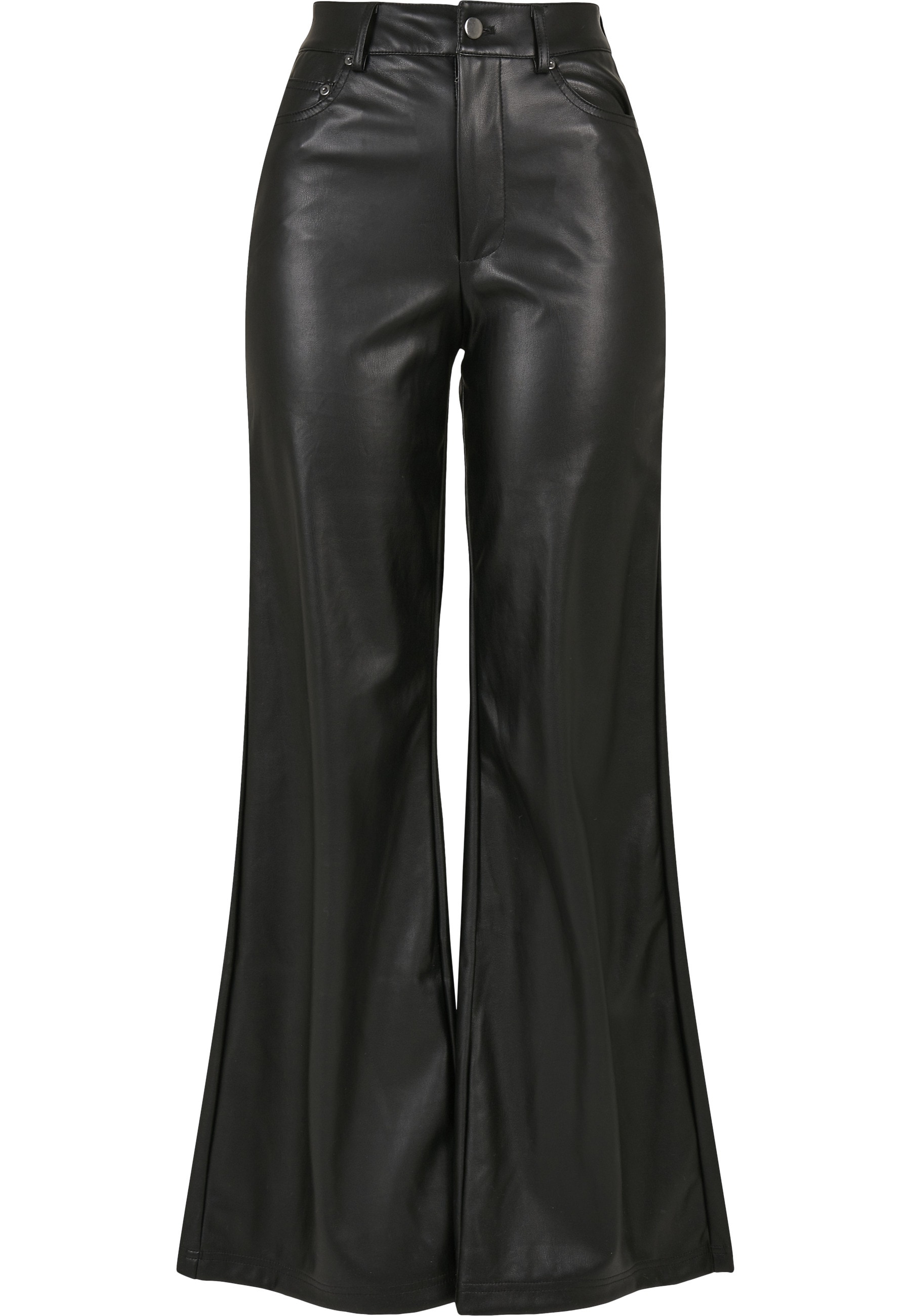 URBAN CLASSICS Stoffhose "Urban Classics Damen Ladies Faux Leather Wide Leg günstig online kaufen
