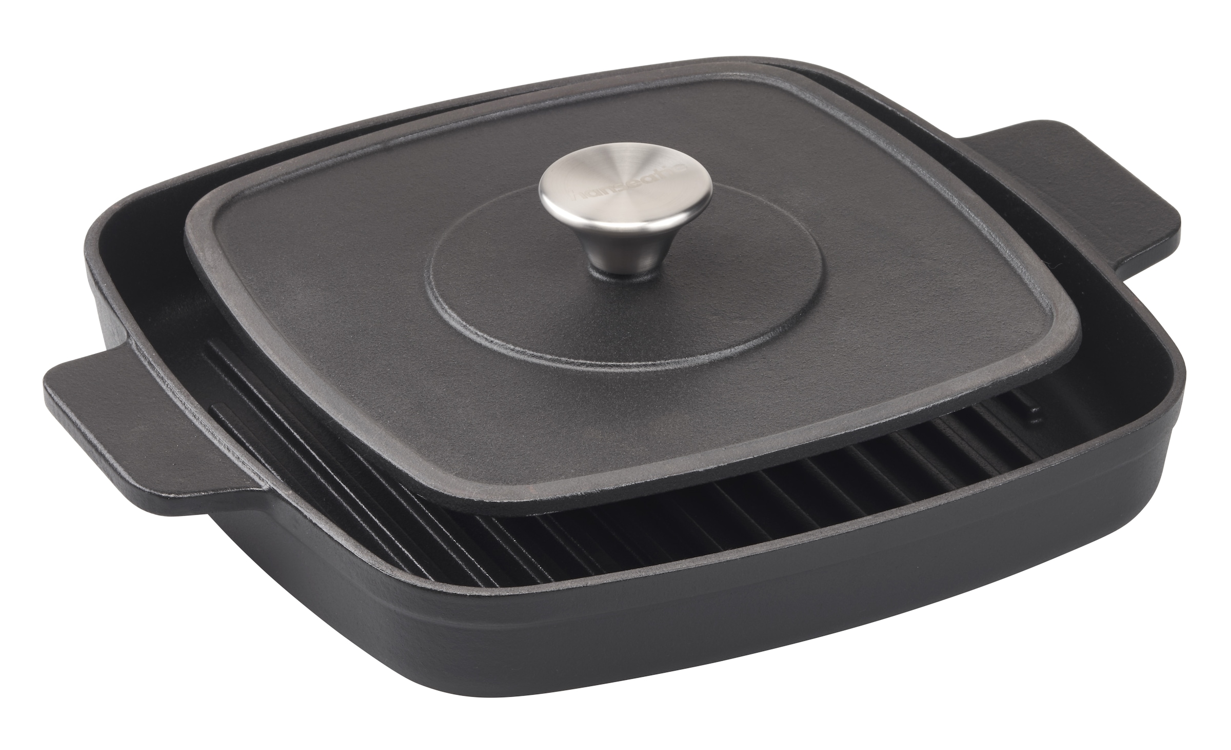 HANSEATIC Grillpfanne "hanseatic", Höhe 4,5cmschwarz, Pfannen, inkl. Steakpresse und Griffschutz für Induktion