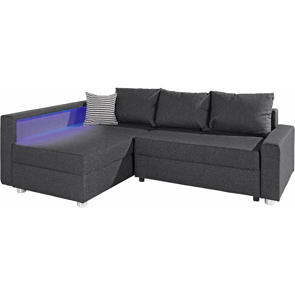 COLLECTION AB Ecksofa, inklusive Bettfunktion, Federkern, wahlweise mit RGB-LED-Beleuchtung